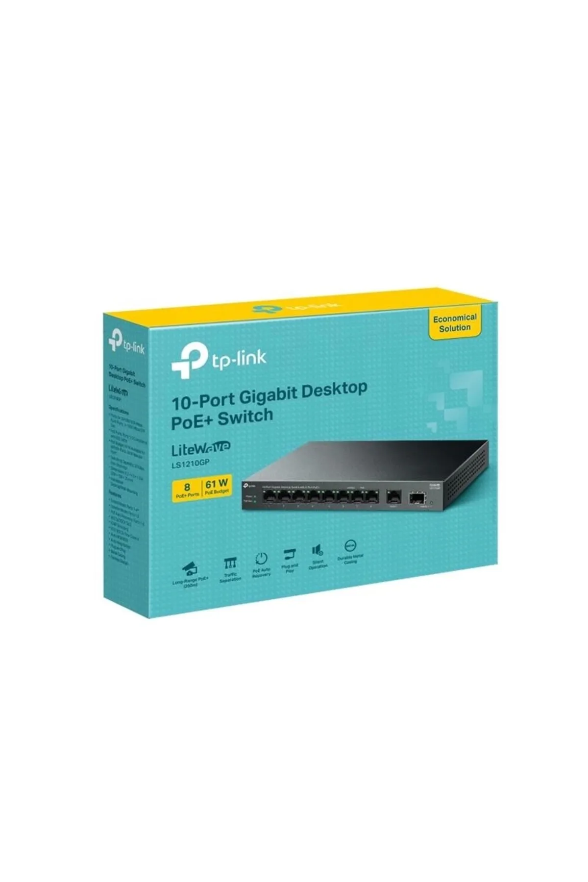 TP-Link Ontech - Ls1210gp 8 Port Gıgabıt 1xrj45/1xsfp Uplınk 61w 250 Metre Poe Mesafe Metal Kasa