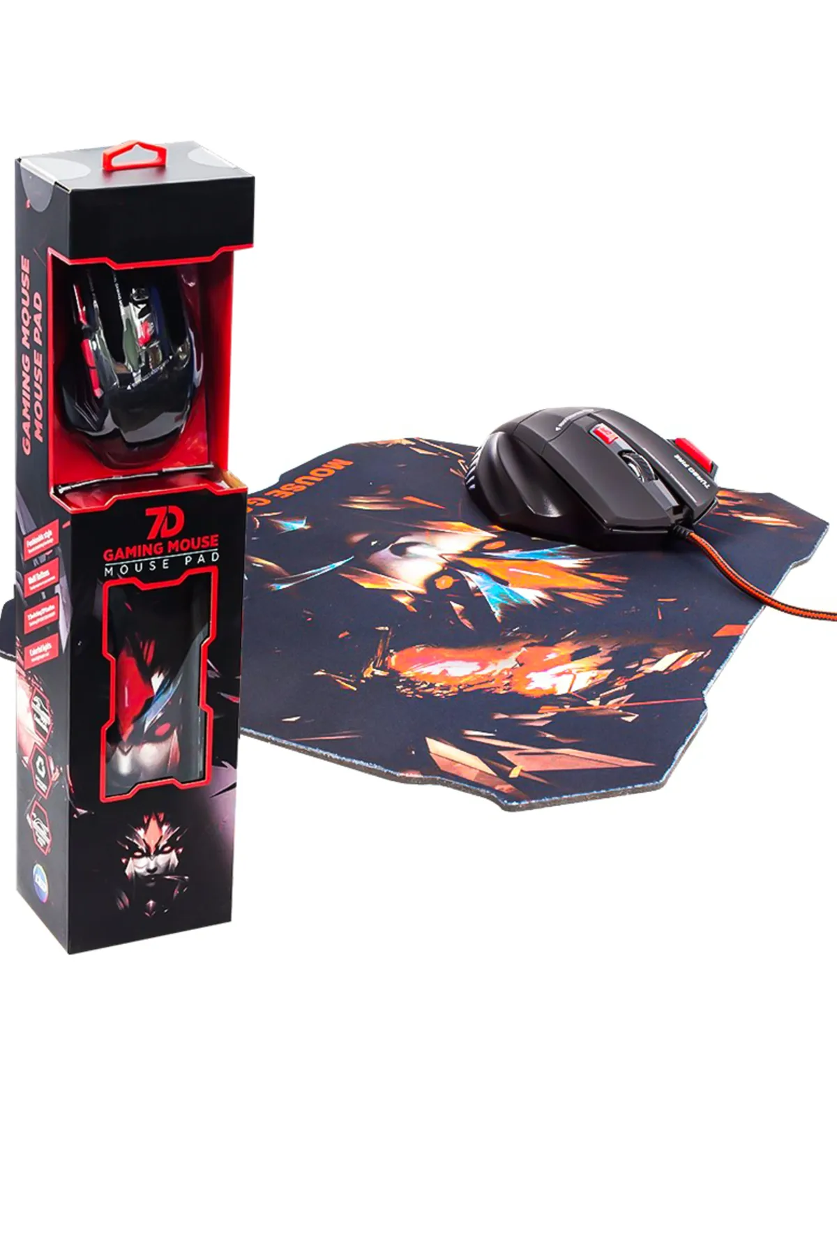 Ecuy Optik Kablolu Mouse 800/1200/1600/2400 DPI Gaming Mouse & Mouse Pad Seti Yüksek Hassasiyet  7 Tuşlu