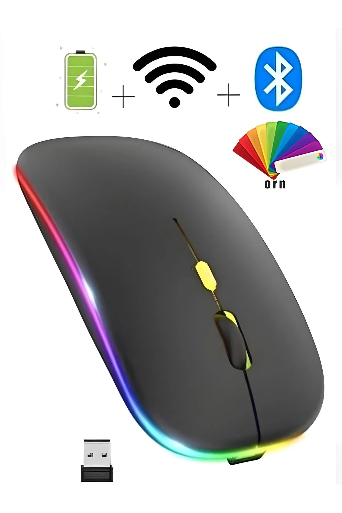 Genel Markalar Orn Kablosuz Fare Wireless Mouse 4 Tuşlu Renk Sessiz Şarj Edilebilir Dpı Kontrol