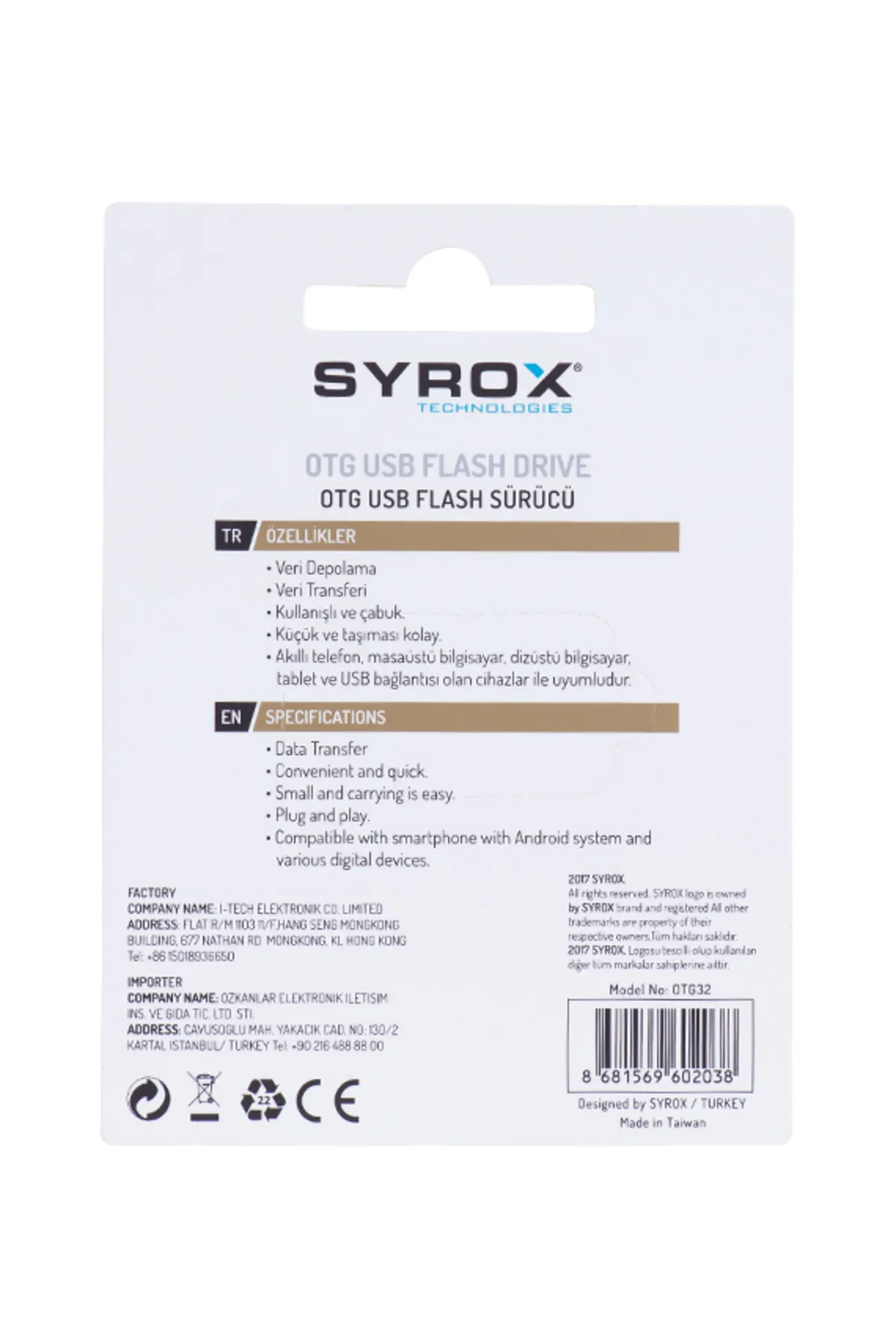 Syrox Otg32 Micro Usb Usb Flash Bellek Otg 32gb