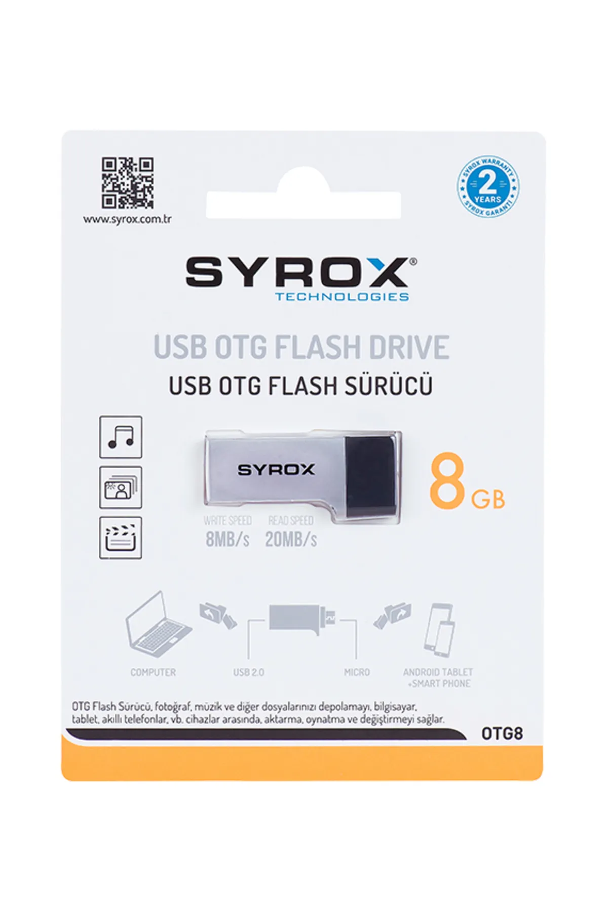 Syrox Otg8 Micro Usb Usb Flash Bellek Otg 8gb