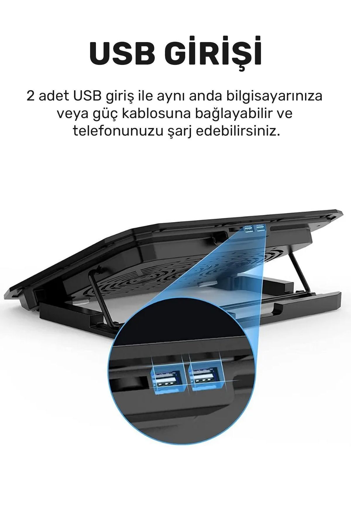 CONOCER Oyun Gaming İçin 6 Fanlı Led Işıklı 5 Kademeli Telefon Tutuculu Laptop Notebook Soğutucu Stand