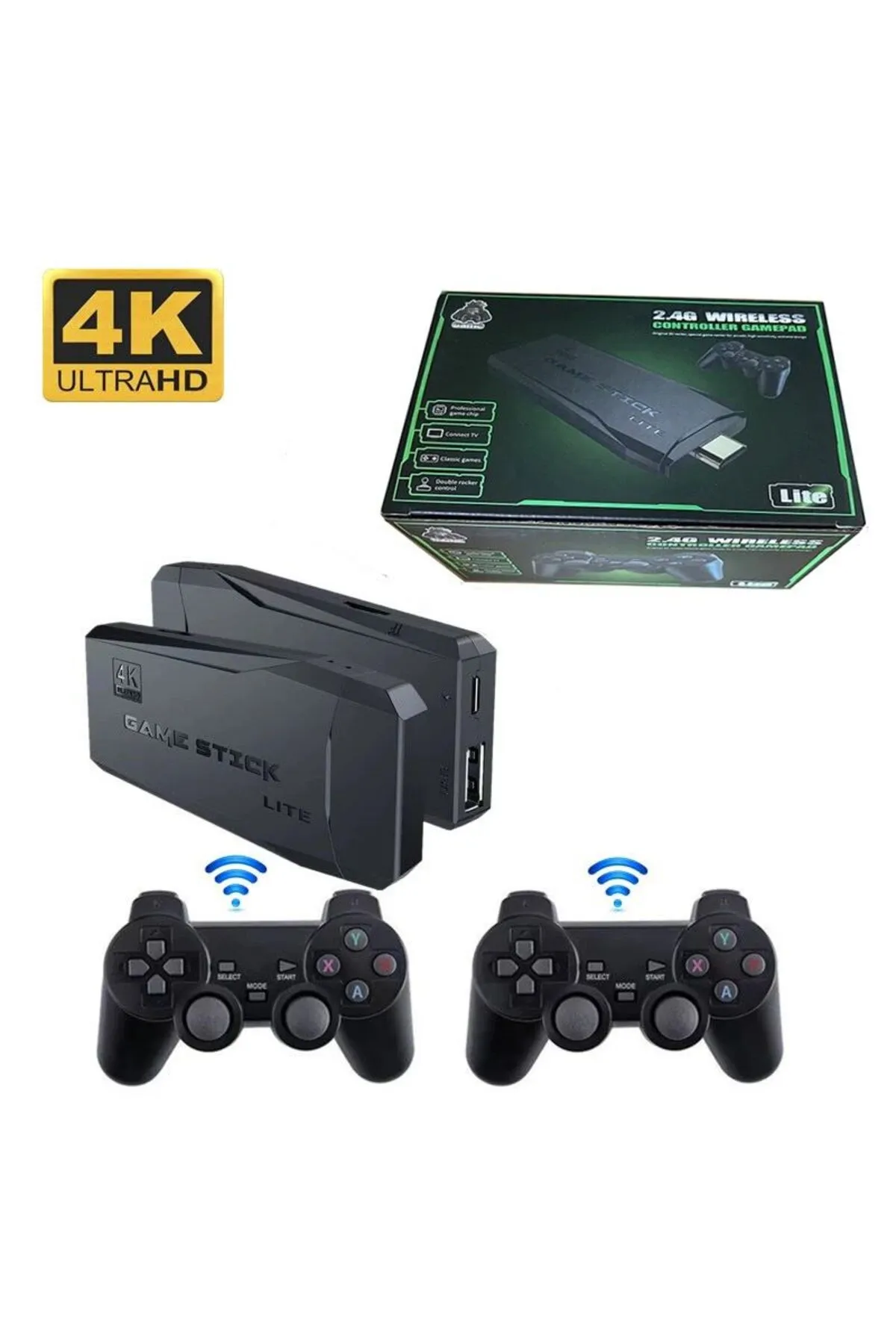 Voground Oyun Konsolu 2.4g Kablosuz Çift Kol Nostaljik Oyunlar 4k Game Stick 10.000 Oyun Atari Gaming