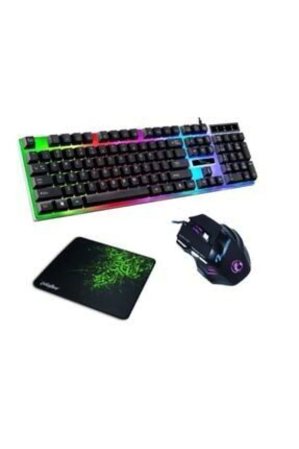 SNEXPRES Oyuncu Klavye Mouse Mause Pad Seti Kablolu Rgb Aydınlatmalı Set Gamer Pc Oyun Seti 3in1.