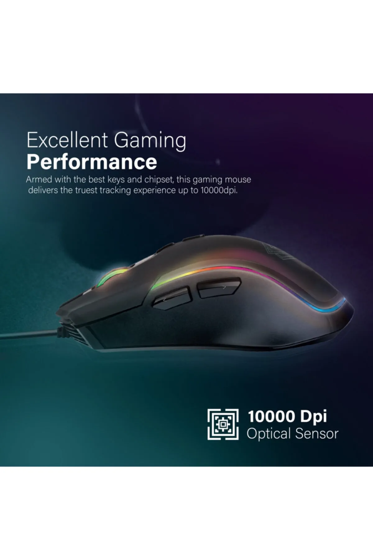 Vertux Oyuncu Mouse Gamecharged™ Hafif Oyun Özel Led Işıklı 10.000 Dpı - Assaulter