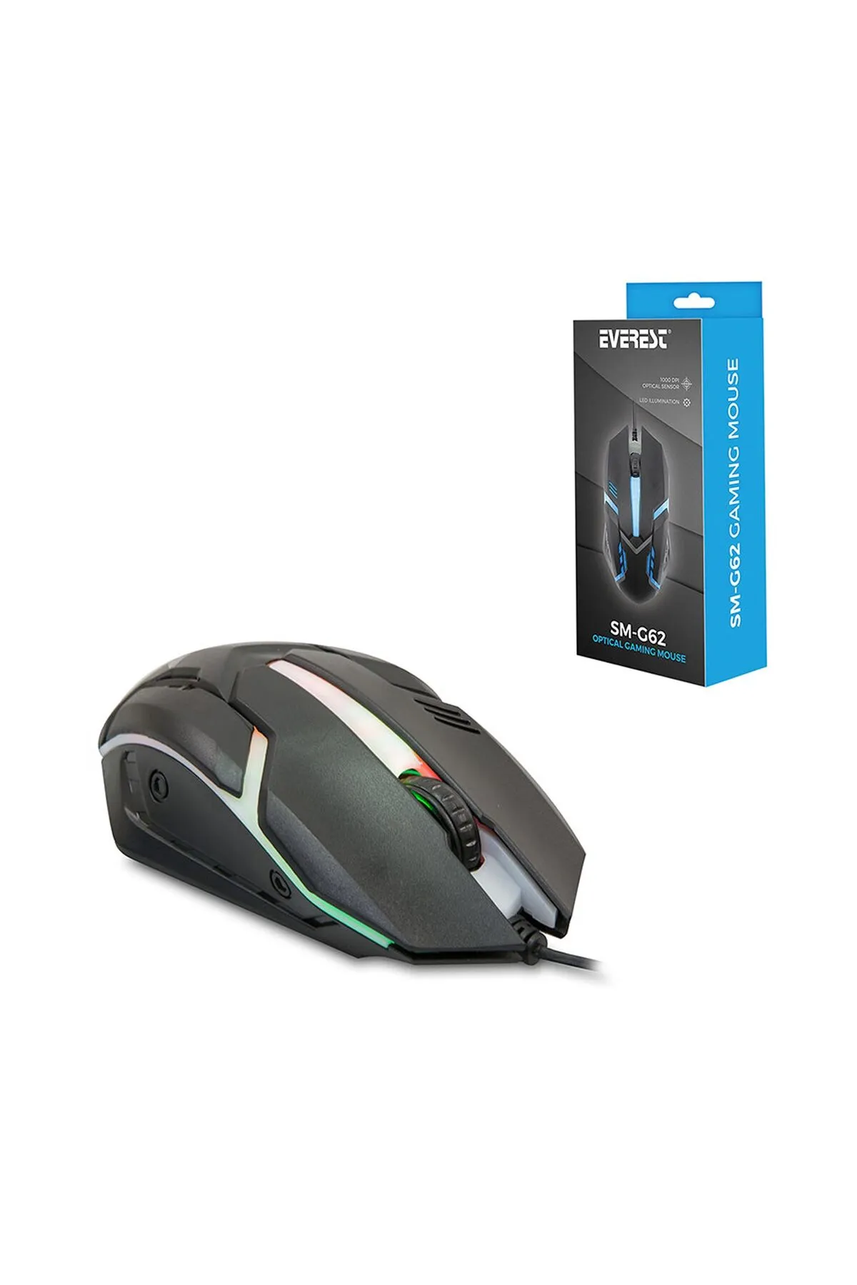 Everest Oyuncu Mouse Kablolu 1000dpı Ledli Sm-g62