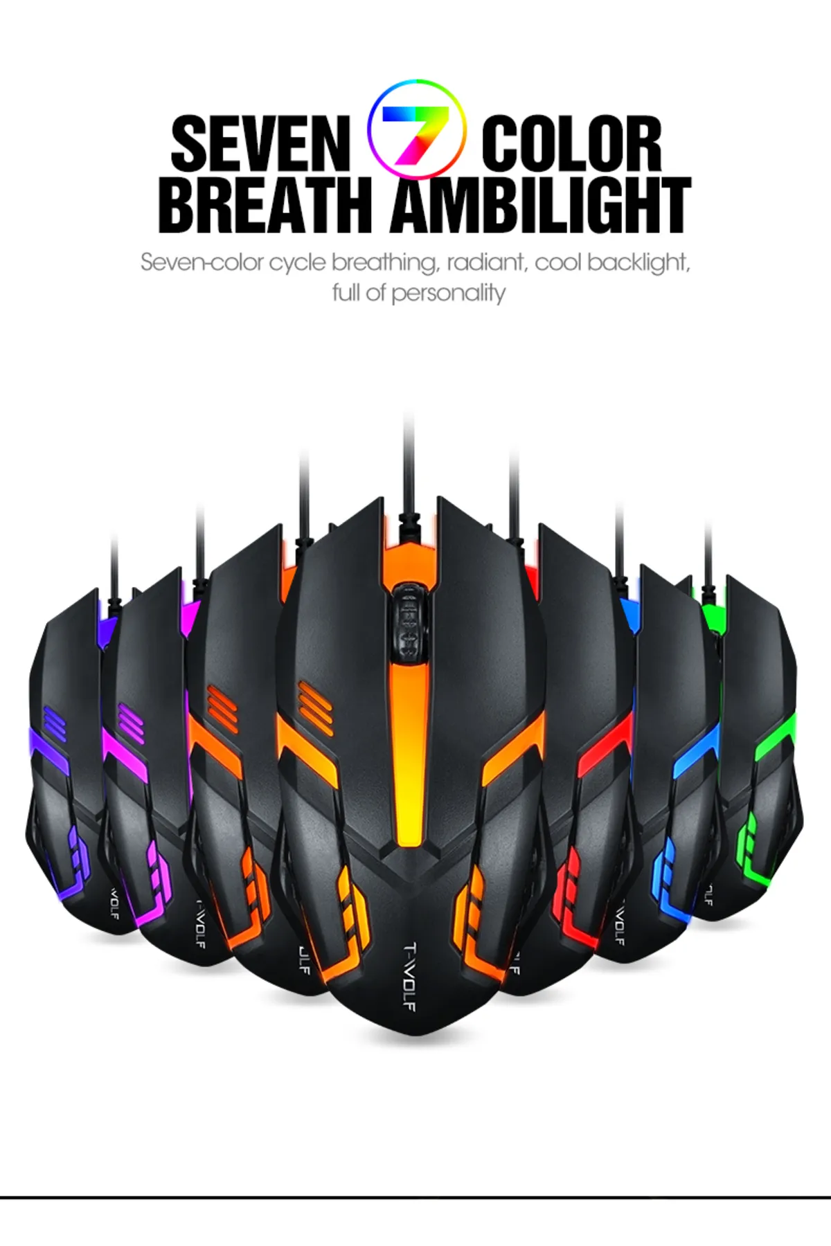 T-WOLF Oyuncu Mouse Kablolu Rgb Işıklı V1 Gamer Mouse