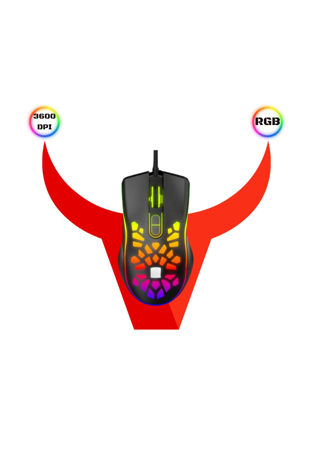 VOOKA Oyuncu Mouse Mekanik Rgb 7 Tuşlu Drag Click 3600 Dpi Gaming Mouse Oyuncu Mouse Makrolu Örgü Kablo