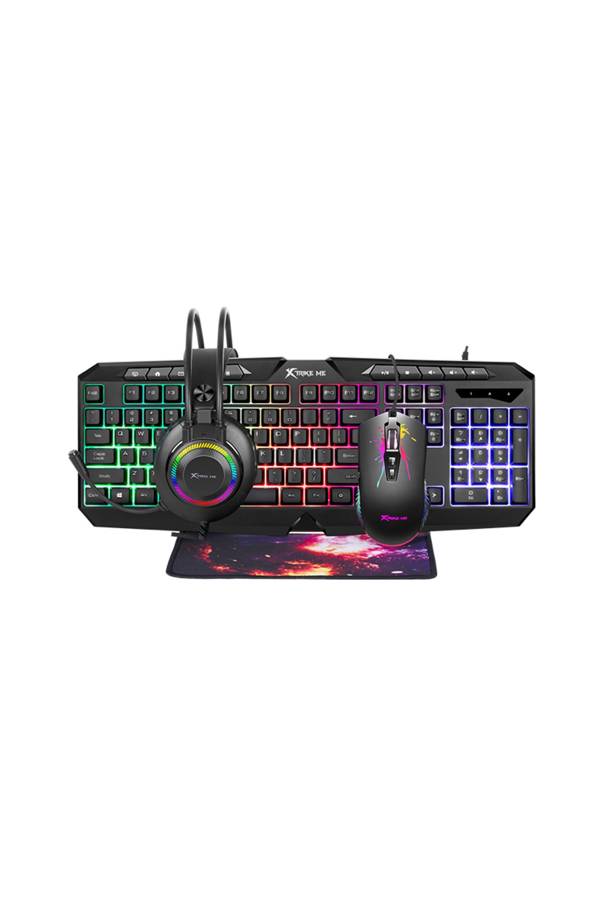 Canpay Oyuncular İçin 4'LÜ Premium Gaming Set LED RGB Klavye, LED RGB Kulaklık, LED RGB Mouse ve Pad Seti