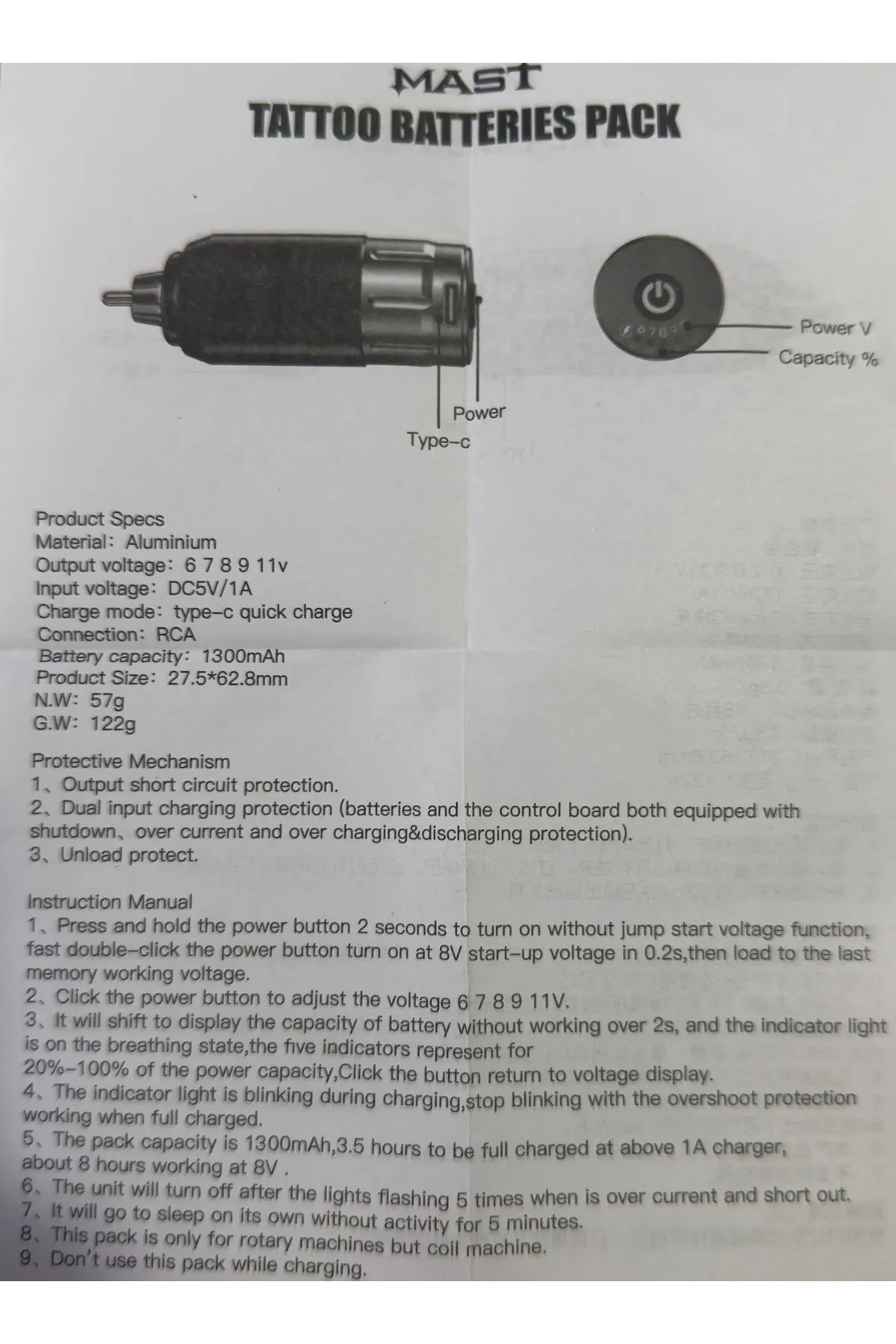 MAST P113 Power Supply Siyah Renk 1200mah Yerine 1300mah