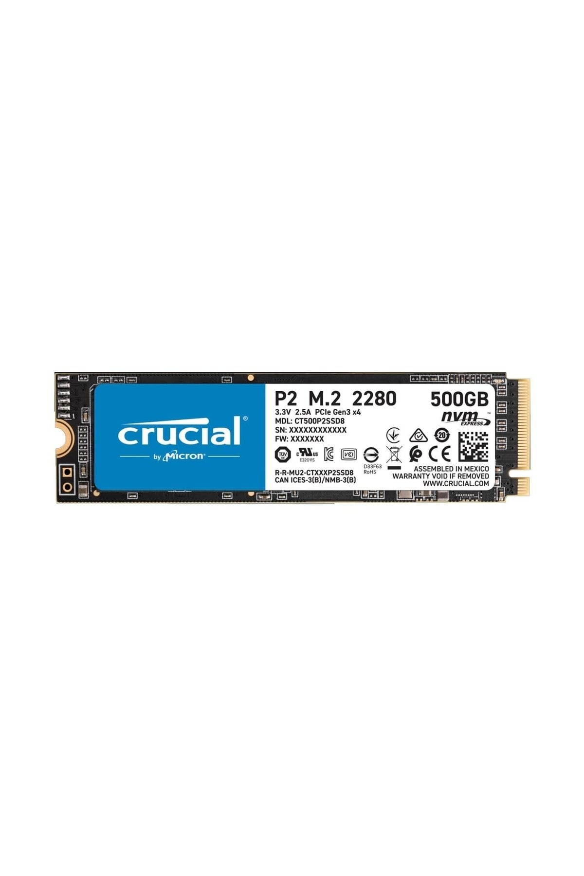 Crucial P2 500 Gb Ssd M.2 Ssd Nvme Pcıe (2300 Mb Okuma / 940 Mb Yazma)