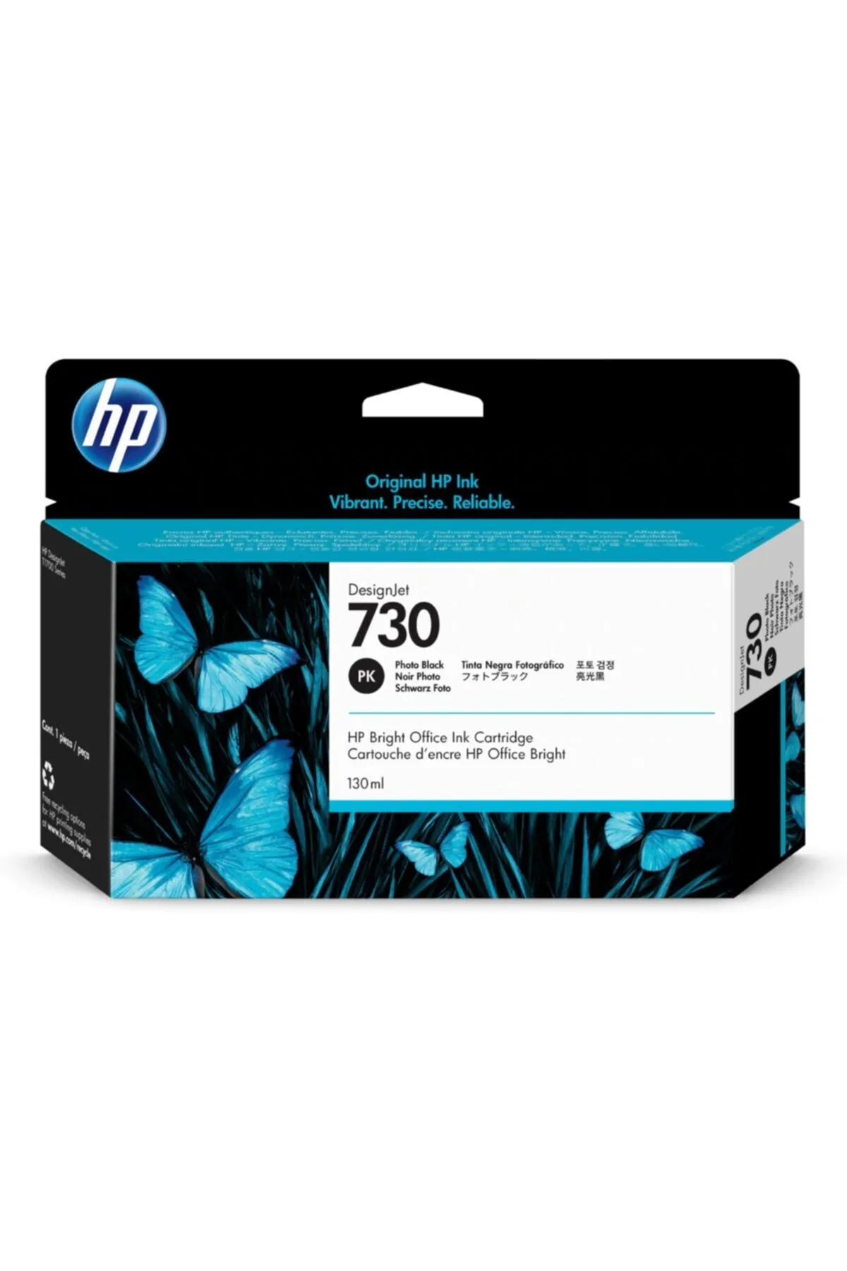 HP P2V67A 730 130-ml Photo Black DesignJet 130ml Fotoğraf siyah mürekkep kartuşu