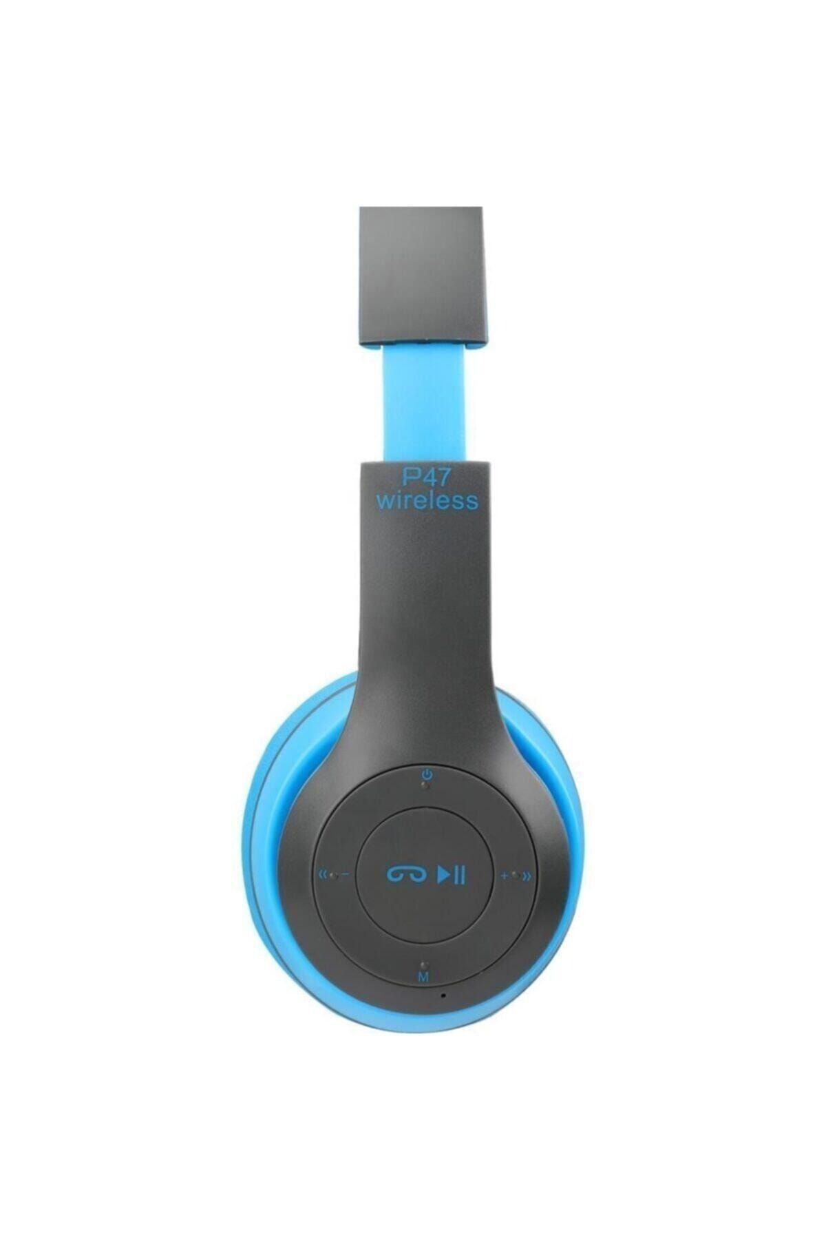 Umut Matbaacılık P47 Extra Bass Wireless Bluetooth Kulaklık 5.0+edr Fm Radyo Mavi