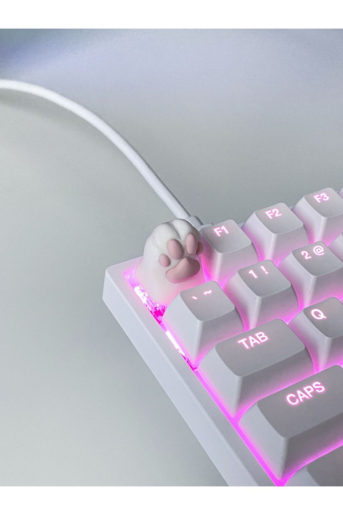 buffed Paw Five Mekanik Klavye Tuşu Artisan Keycaps Gamer Aksesuar Beyaz