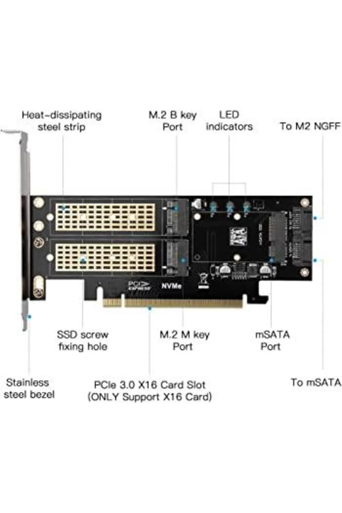 KEEPRO Pci Express 16x Nvme Ngff Msata Çevirici Pcie 16x Msata Çevirici Pci Exp 16x Ngff Çevirici Pci-exp 1