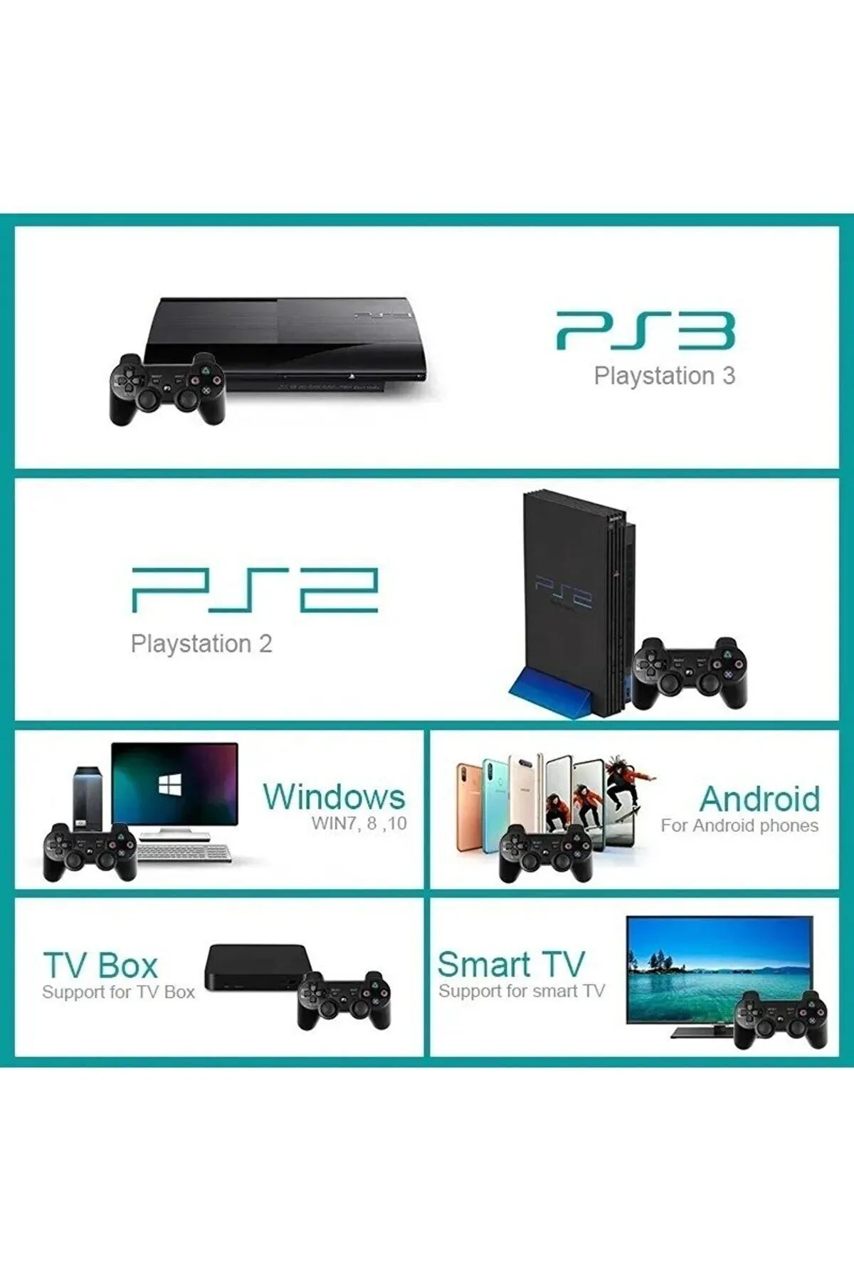 WASHA Pc/Ps2/Ps3/Smart Phone/Tv Box Uyumlu Gamepad Kablosuz Titreşimli Oyun Kolu