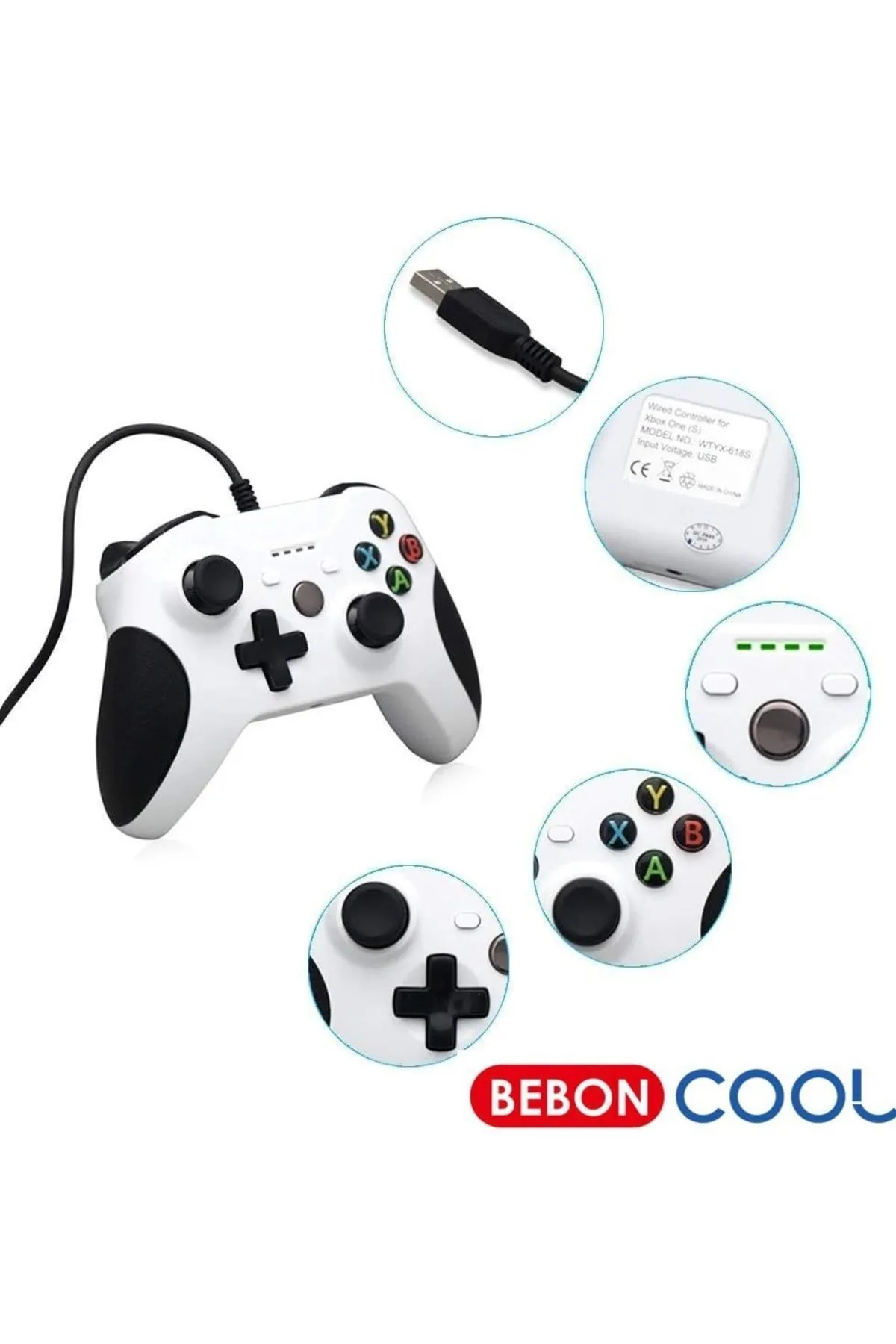 beboncool Pc/steam/geforce Now Uyumlu Tak Çalıştır Çift Titreşimli 1.8m Kablolu Joystick Kol