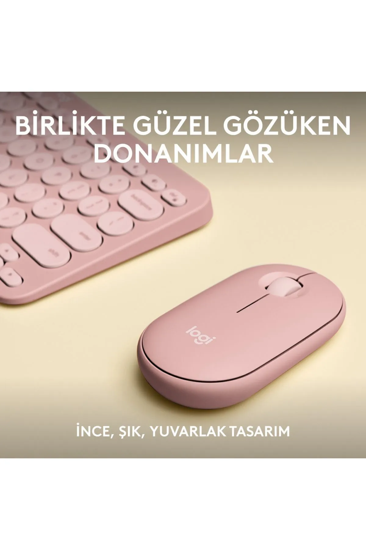 Logitech Pebble 2 Combo Çoklu Sessiz Kablosuz Türkçe Q Klavye Mouse Seti - Pembe 920-012247