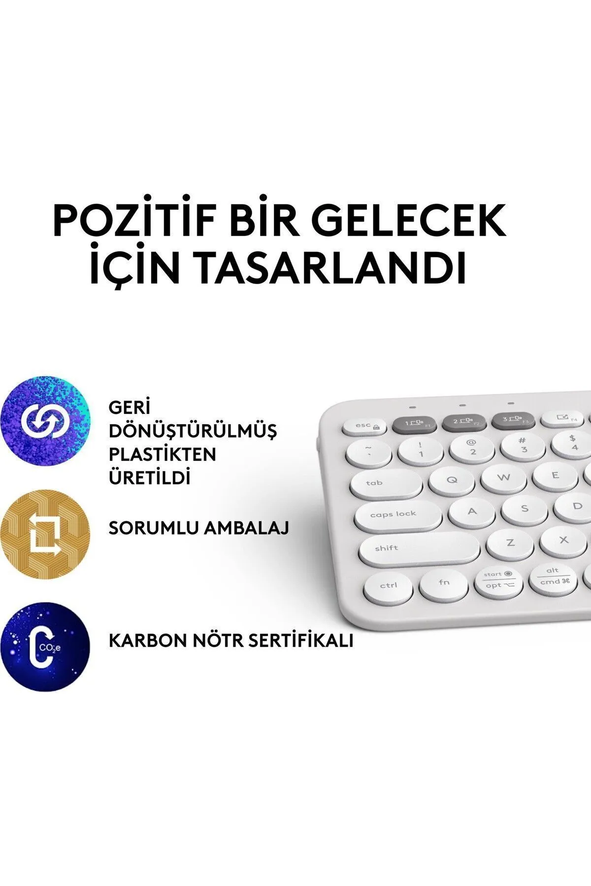 Logitech Pebble Keys 2 K380s Multi-Device Bluetooth Klavye - Beyaz 920-011860