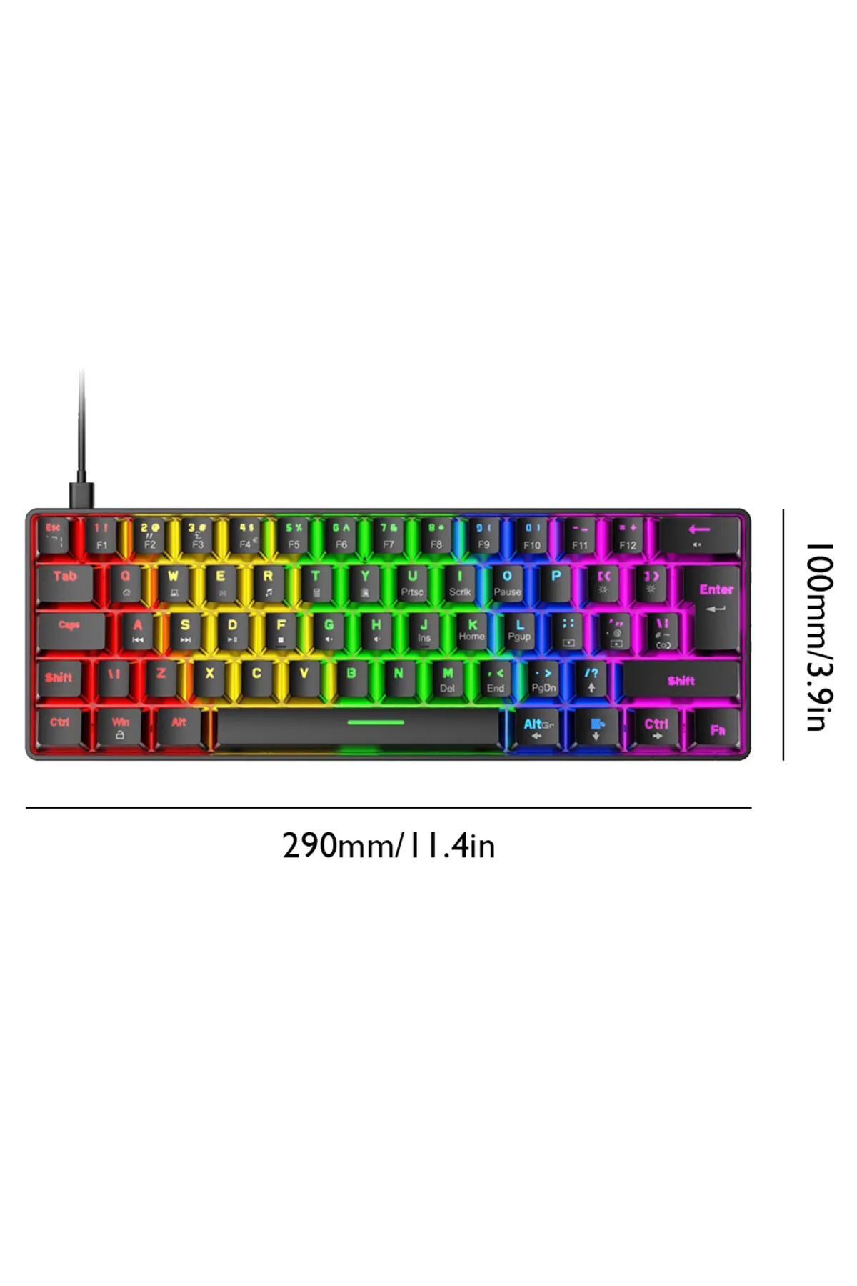 Fillikutum Pembe Beyaz Siyah Switch Rgb Klavye Kablolu 62 Tuş 18 Ayarlanabilir Led Gaming Klavye