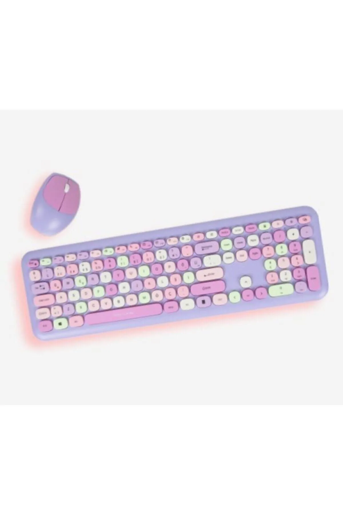 Prozone Pembe Kız Kalp Mini Karışık Renk Kablosuz Klavye Mouse Set (pembe)