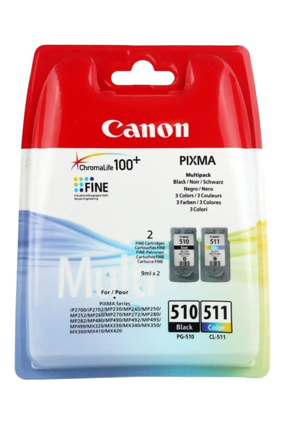 Canon Pg-510bk + Cl-511 Kartuş (2'li Paket) (mp240-250-490-492-495-499)