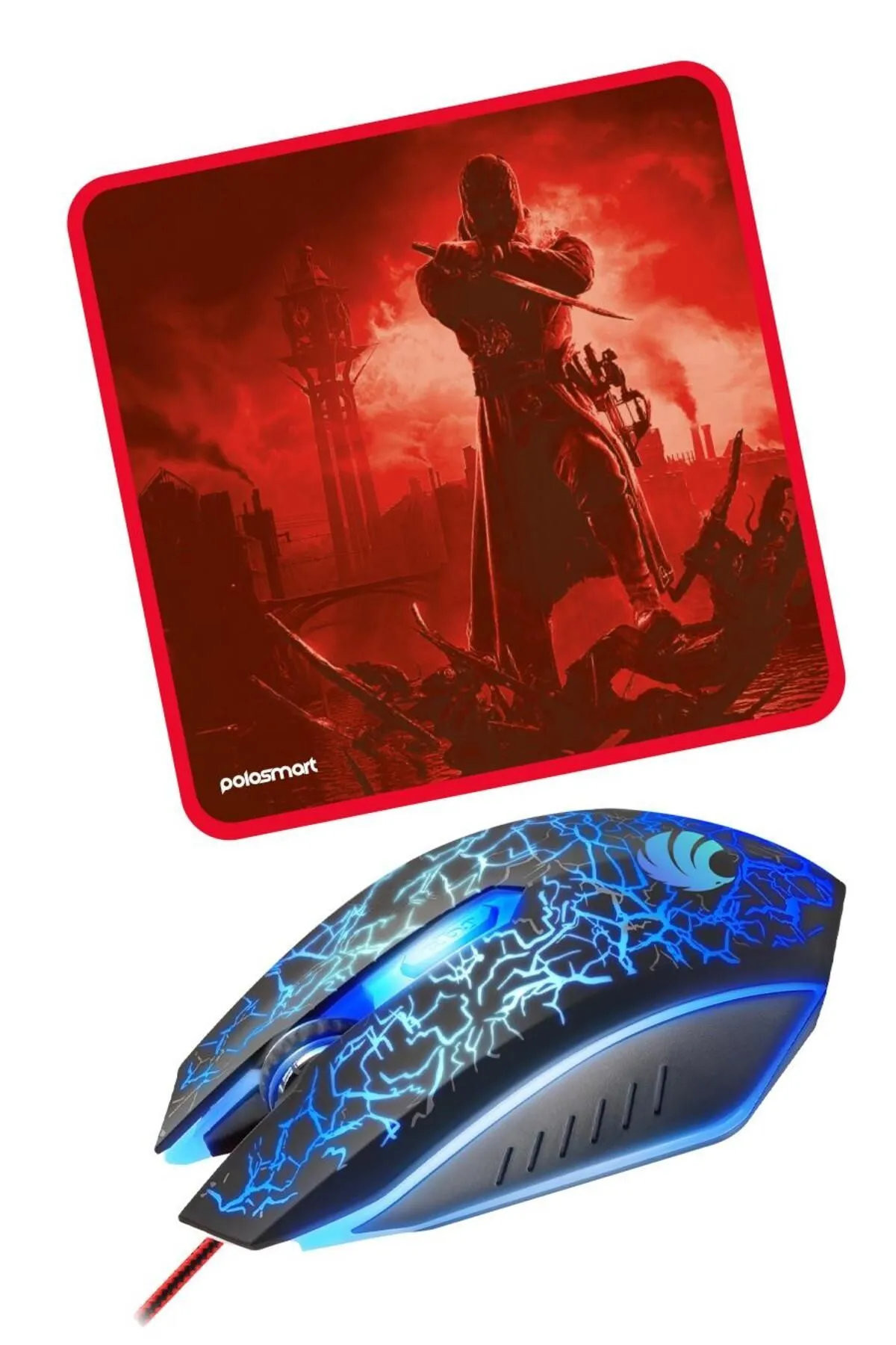 Polosmart PGM25 Kablolu Gaming Mouse & Mouse Pad Kırmızı