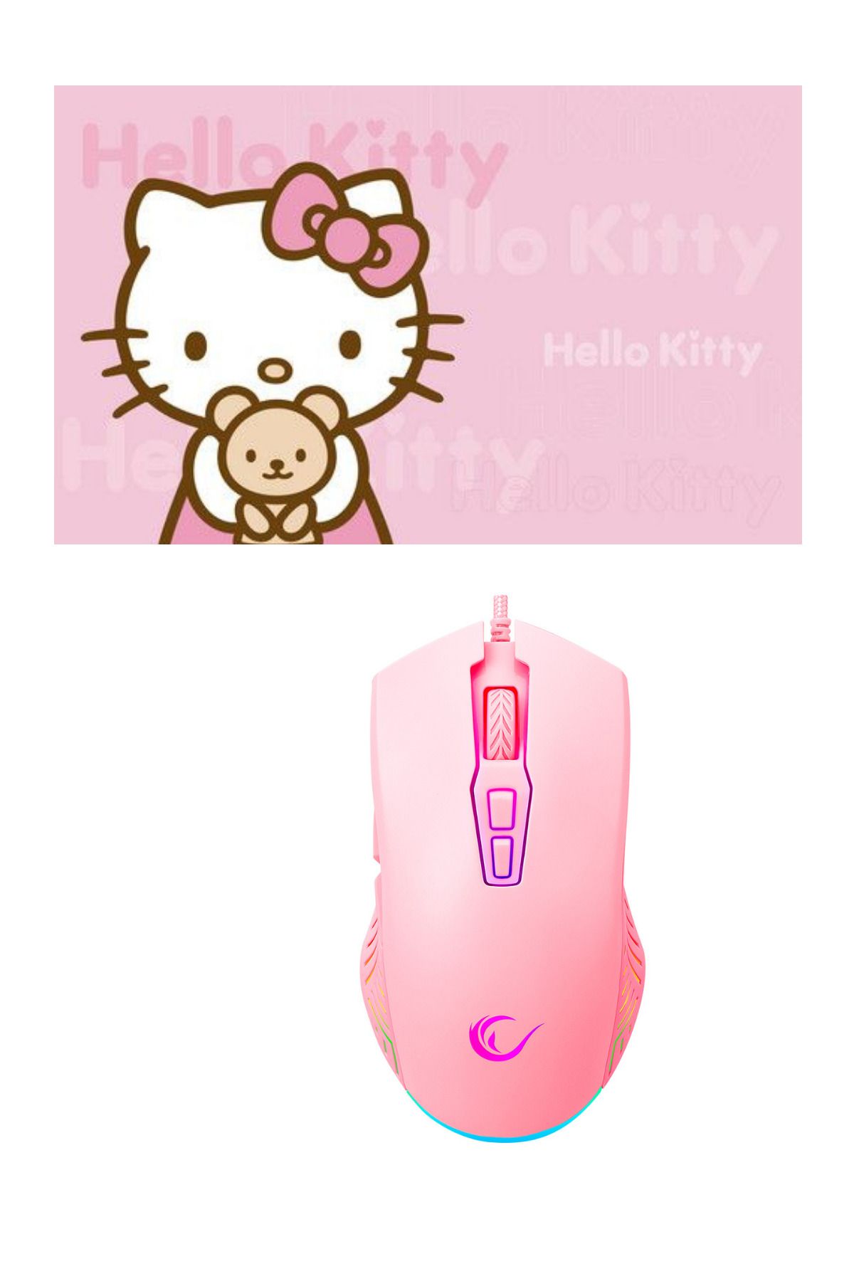 Rampage Pink Baby Set, Rampage SMX-G68 Spear 7200dpi Rgb Ledli (Makrolu) Mouse+Hello Kitty 23x18 Mouse Pad