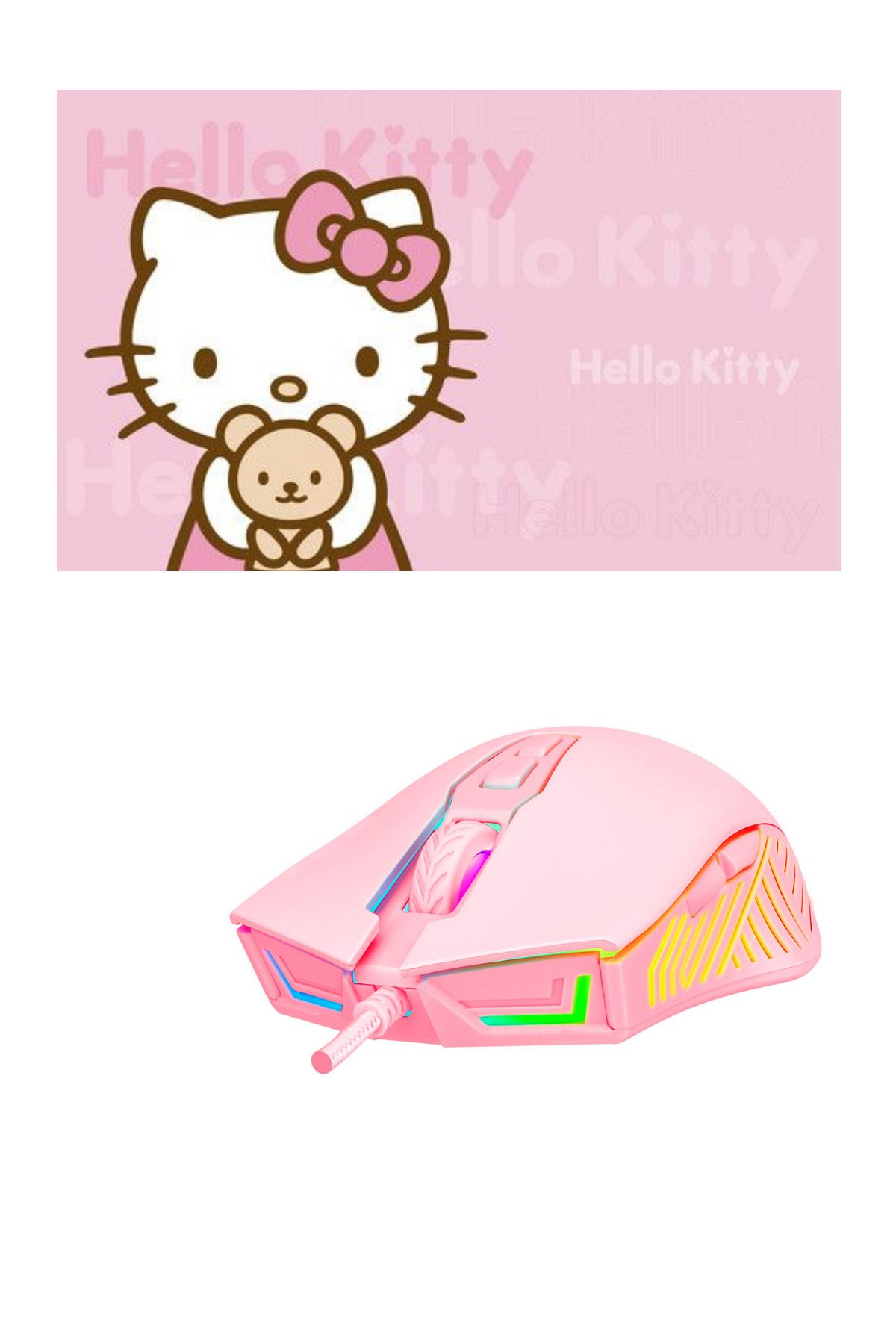 Rampage Pink Baby Set, Rampage SMX-G68 Spear 7200dpi Rgb Ledli (Makrolu) Mouse+Hello Kitty 23x18 Mouse Pad