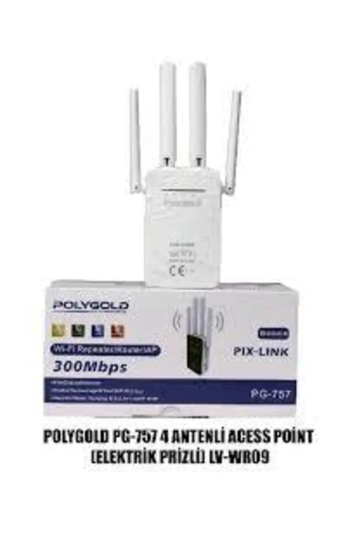 Polygold Pix-link Access Point Repeater Router 4 Antenli 300 Mbps