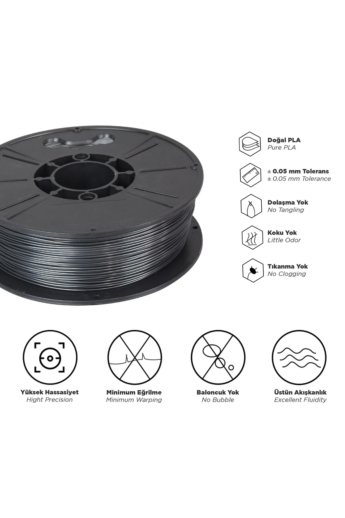 CCF Pla Filament Gri 1.75 Mm 1 Kg