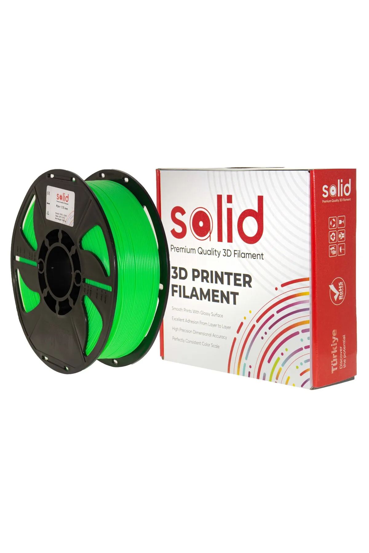 Solid Filament PLA Plus 1.75mm Fıstık Yeşili Rengi 1Kg