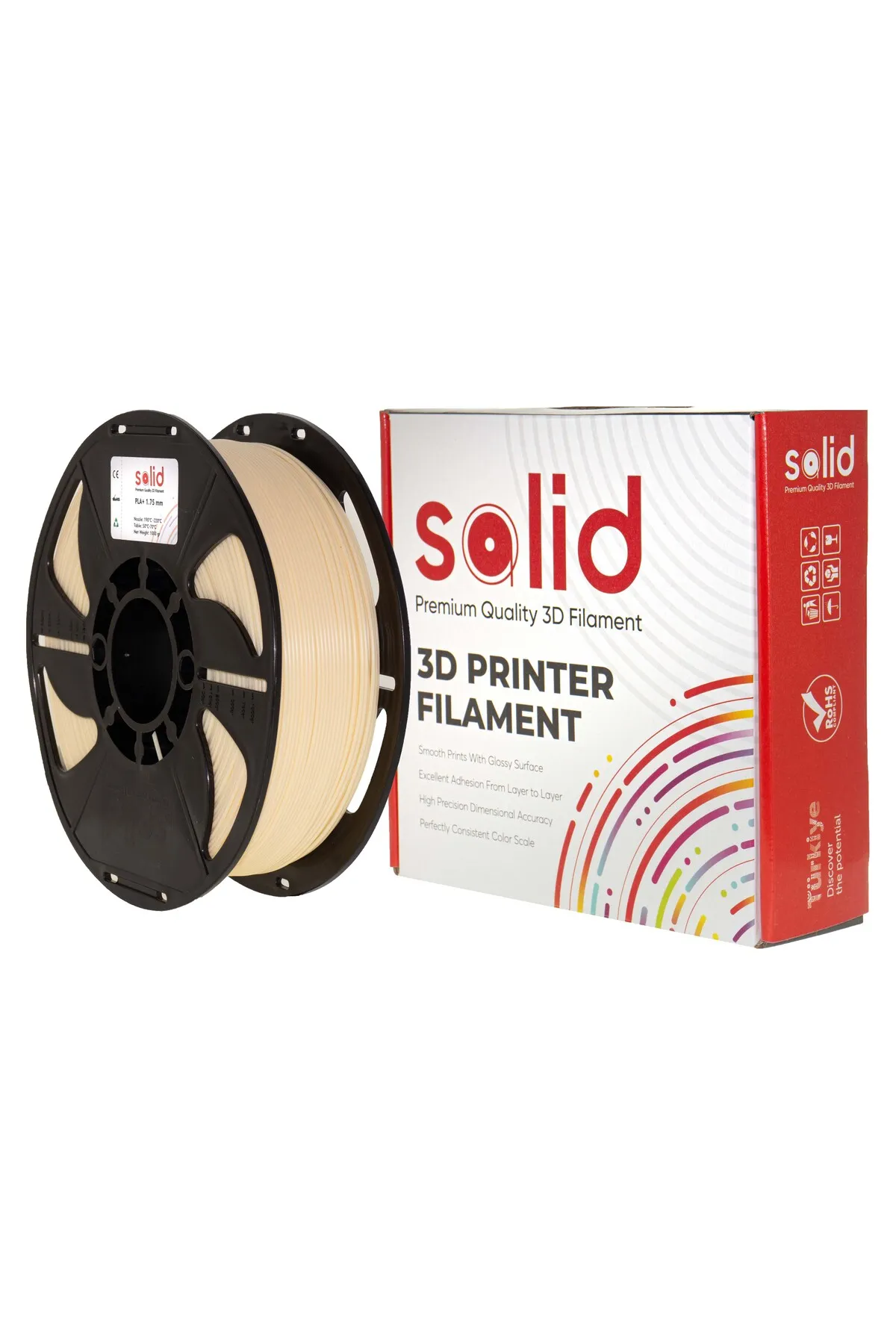 Solid Filament PLA Plus 1.75mm Krem Rengi 1Kg