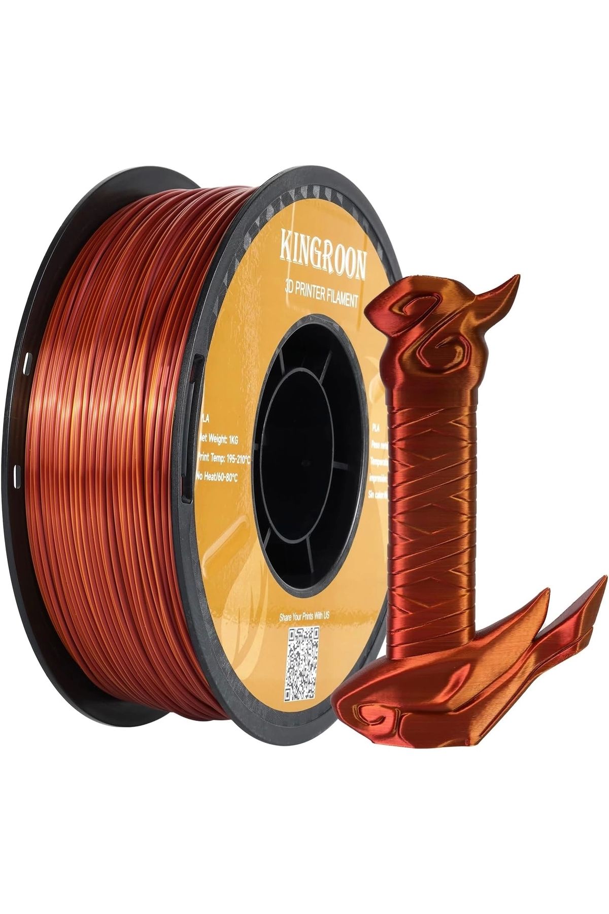 KINGROON Pla Silk Çift Renk Filament Altın Bakır