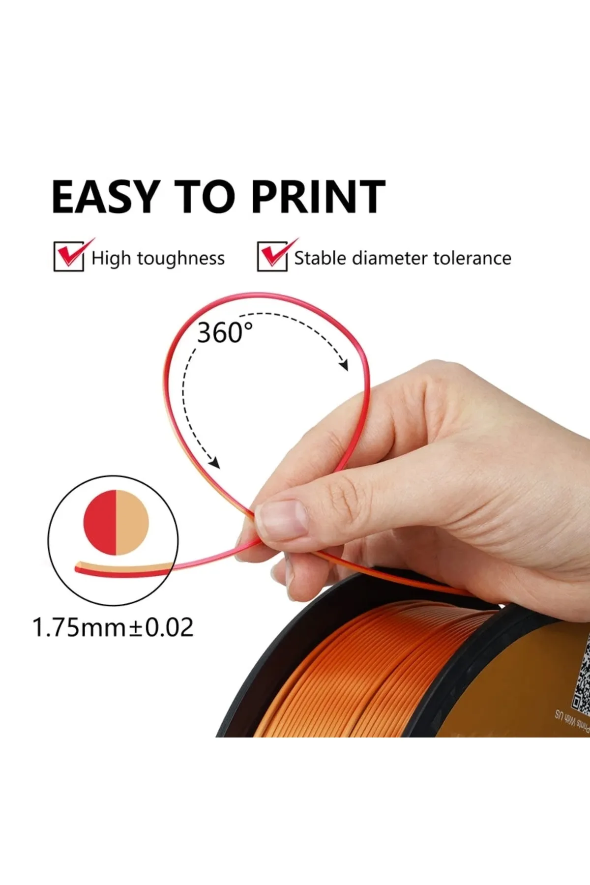 KINGROON Pla Silk Çift Renk Filament Kırmızı Altın