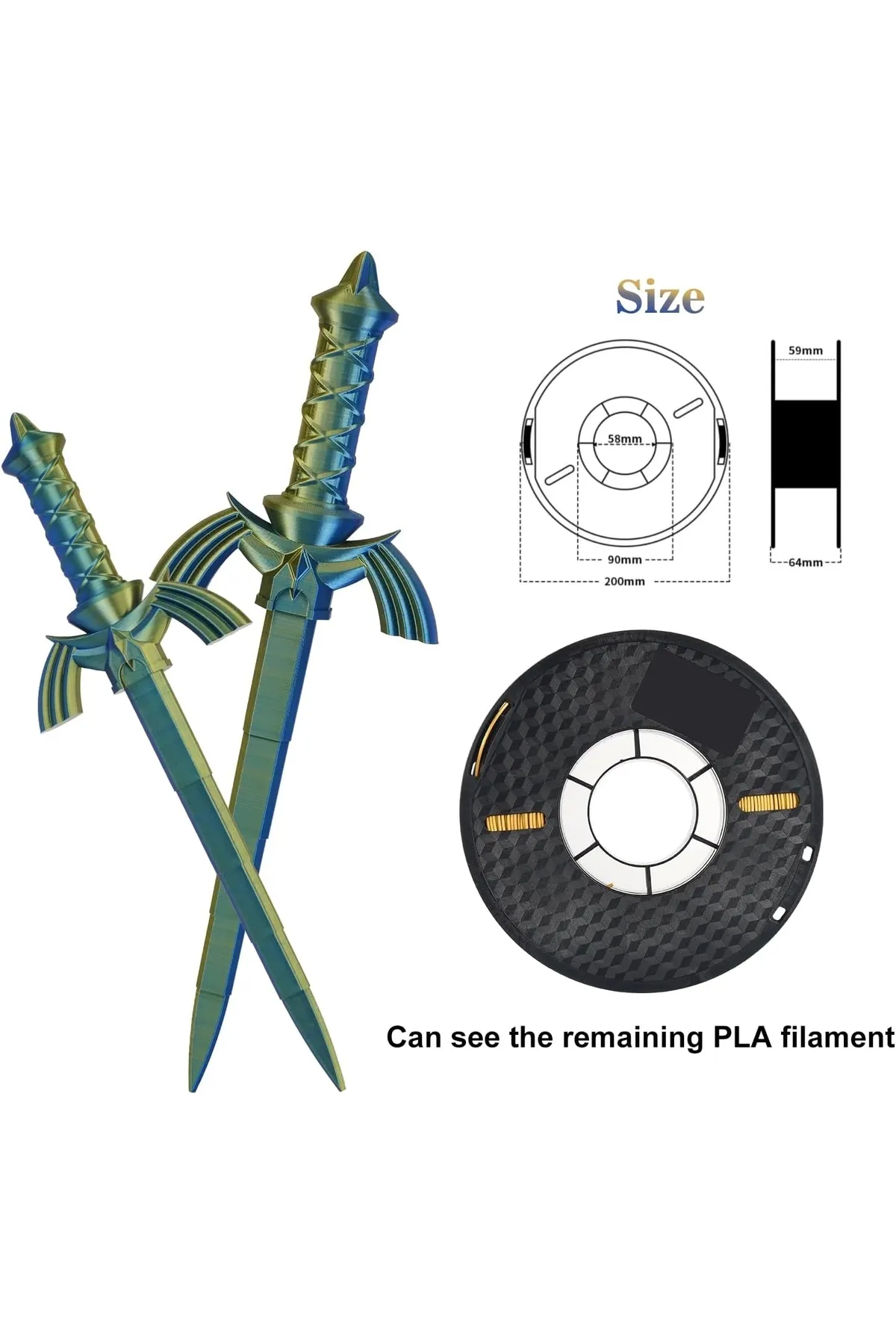 KINGROON Pla Silk Çift Renk Filament Mavi Altın