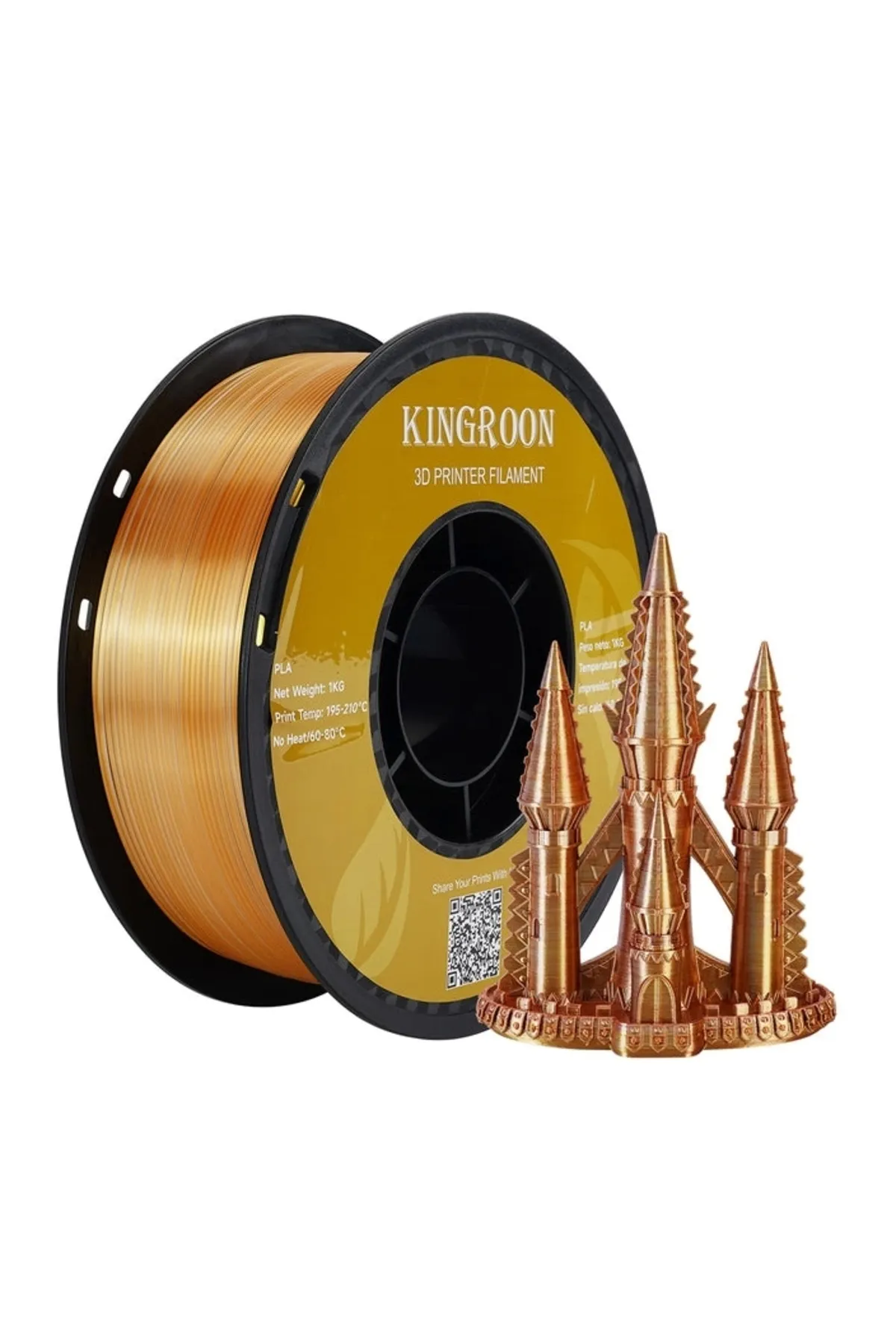 KINGROON Pla Silk Üçlü Renk Filament - Altın Gümüş Bakır