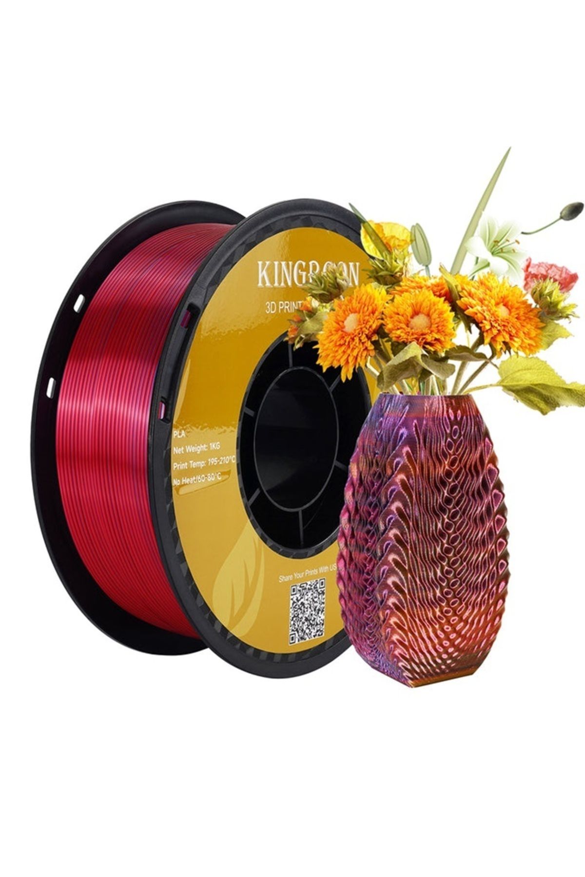 KINGROON PLA Silk üçlü renk Filament - Kırmızı Altın Mavi - 1,75 - 1KG