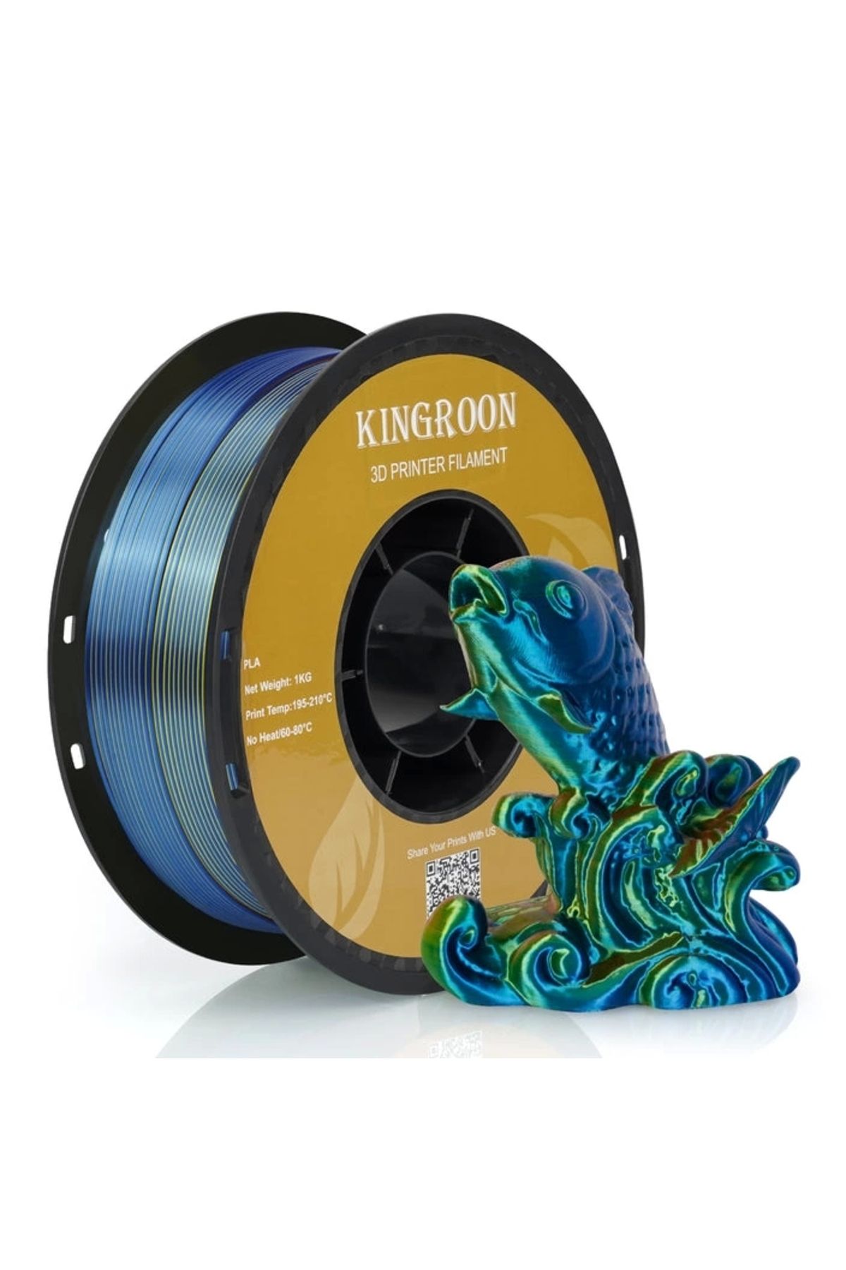 KINGROON Pla Silk Üçlü Renk Filament - Kırmızı Mavi Sarı