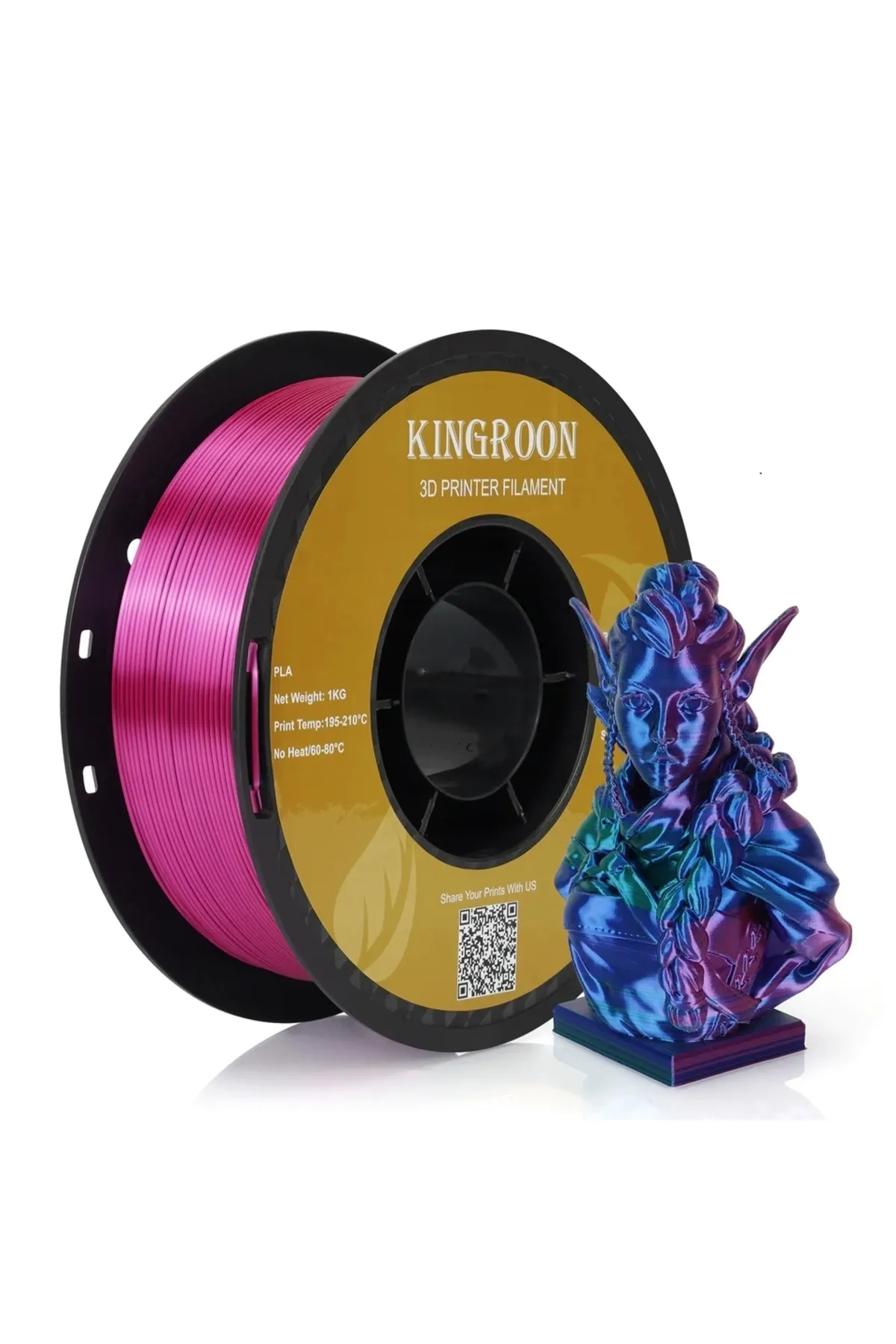 KINGROON Pla Silk Üçlü Renk Filament - Kırmızı Mavi Yeşil