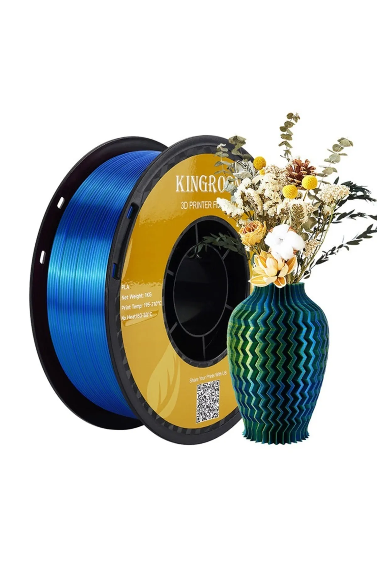 KINGROON PLA Silk üçlü renk Filament - Sarı Mavi Yeşil - 1.75 - 1KG