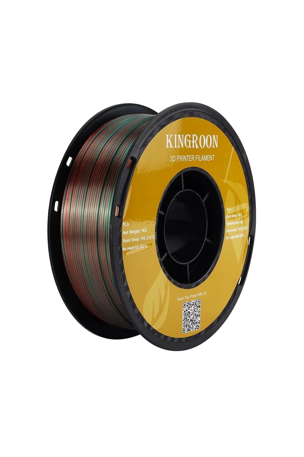 KINGROON Pla Silk Üçlü Renk Filament - Yeşil Mor Bakır