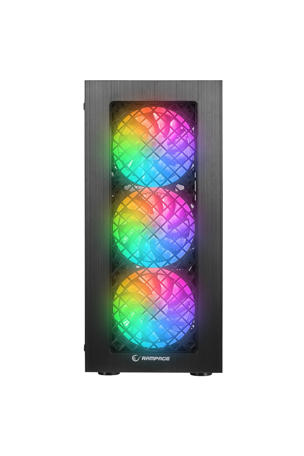 Rampage PLAID V1 Mesh Temperli Camlı 4x12cm Auto RGB Fan ATX Mid-T Gaming Oyuncu Kasası