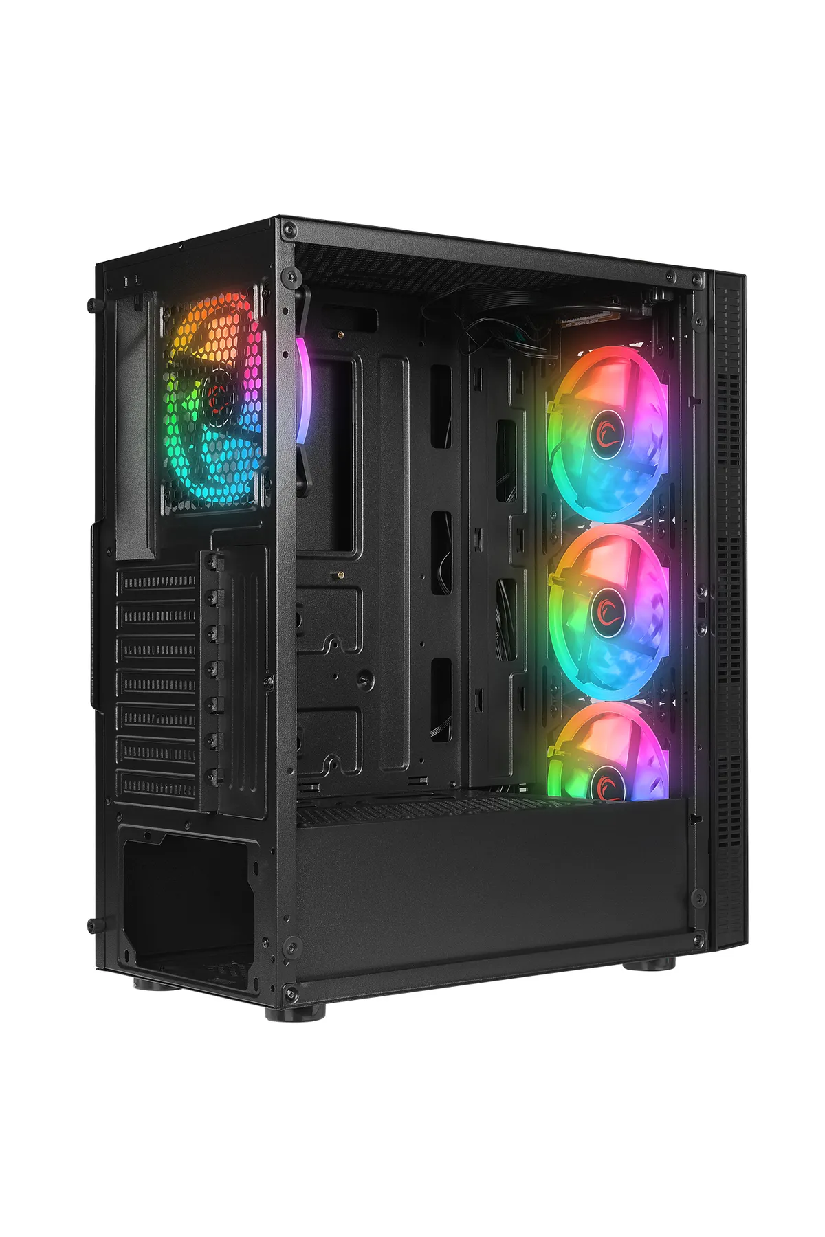 Rampage PLAID V1 Mesh Temperli Camlı 4x12cm Auto RGB Fan ATX Mid-T Gaming Oyuncu Kasası