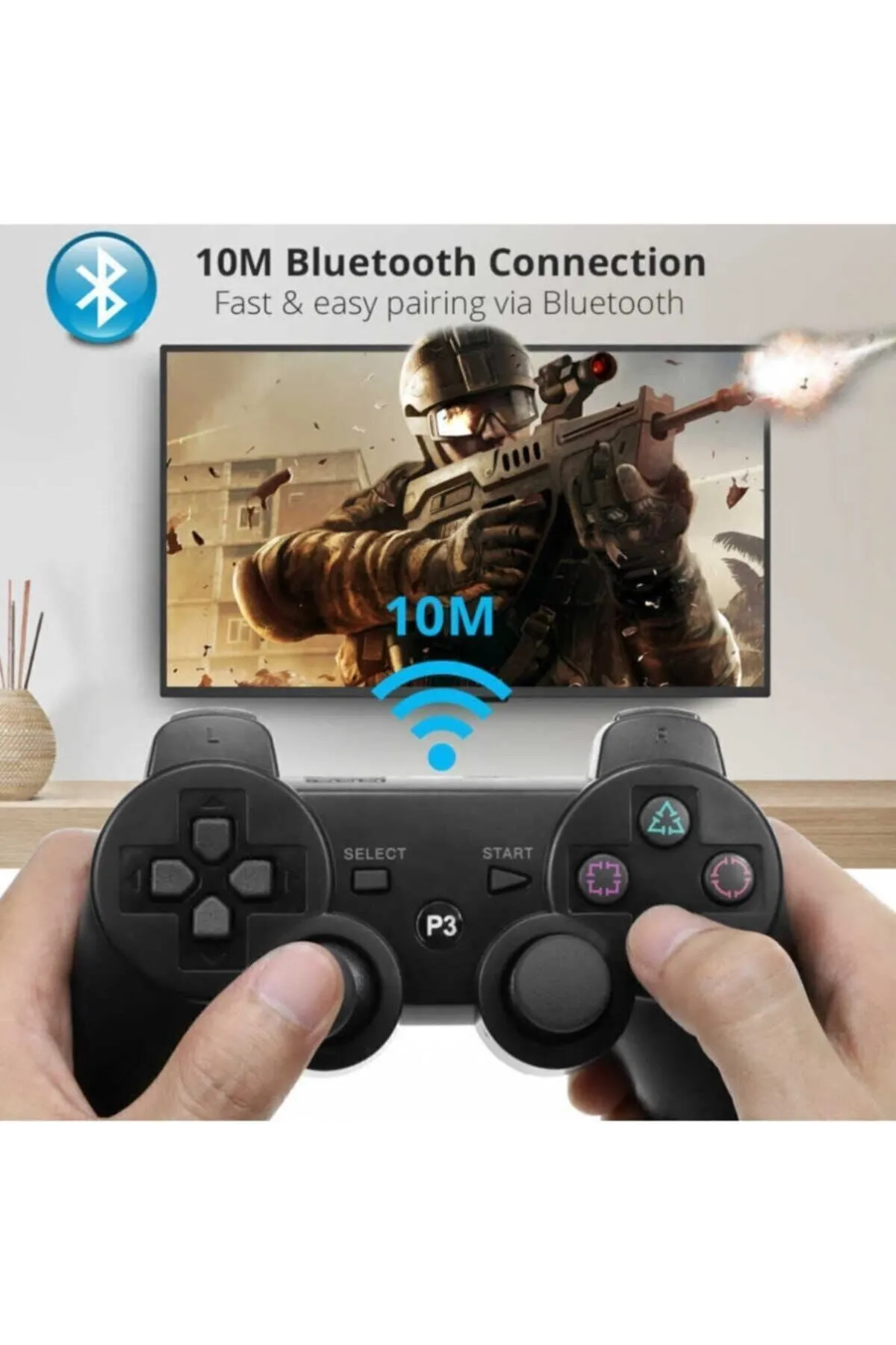 Cep-H Playstation 3 Uyumsuz Kablosuz Bluetooth Kumanda Double-shock Oyun Kolu