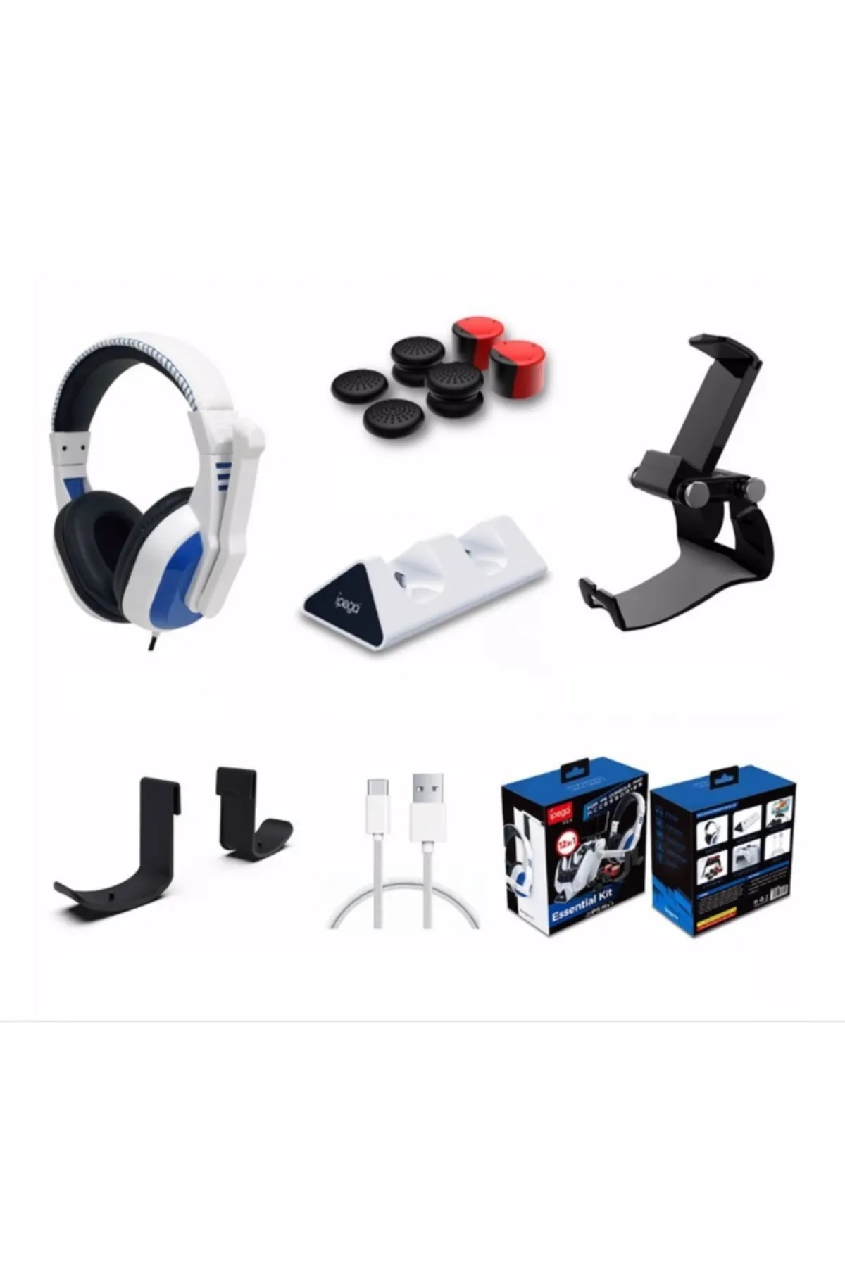 ipega Playstation 5 Ps5 Aksesuar Set 12in1 +kulaklık+analog Koruyucu+ Şarj Istasyonu +telefon Tutucu