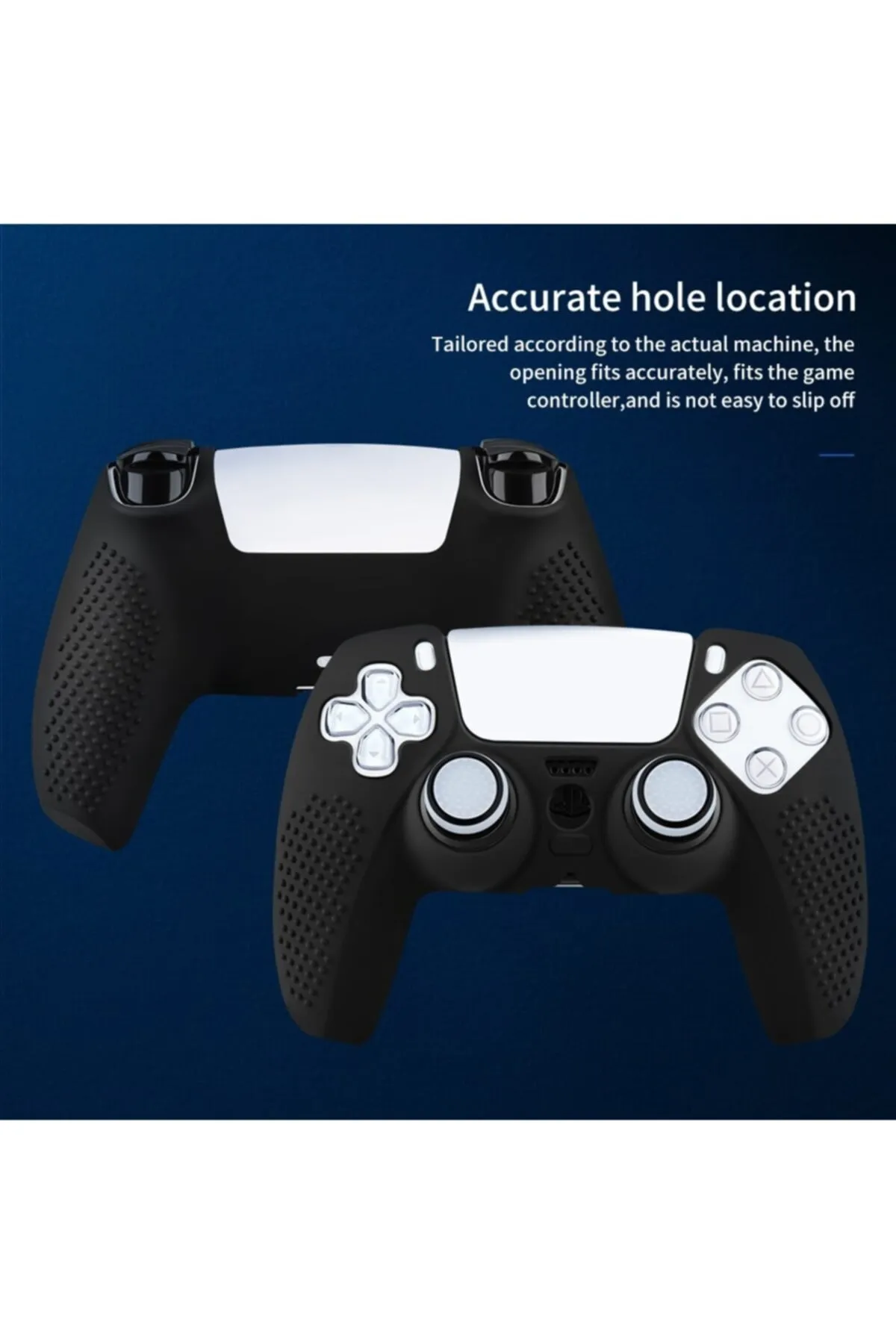 Genel Markalar Playstation 5 Uyumlu Dualsense Gamepad Siyah Slikon Koruyucu Set Ps5 Slikon Kılıf Ve Analog Koruyucu