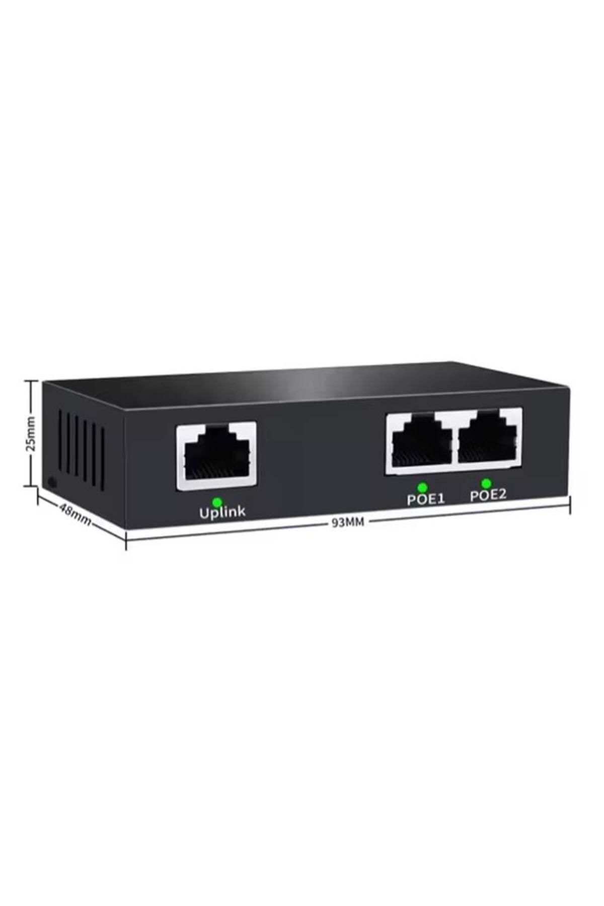 URANIUM Poe-rp12 1 Port Poe Giriş 2 Port Çıkış Metal Kasa Poe Repeater(REALTEK CHIPSET)