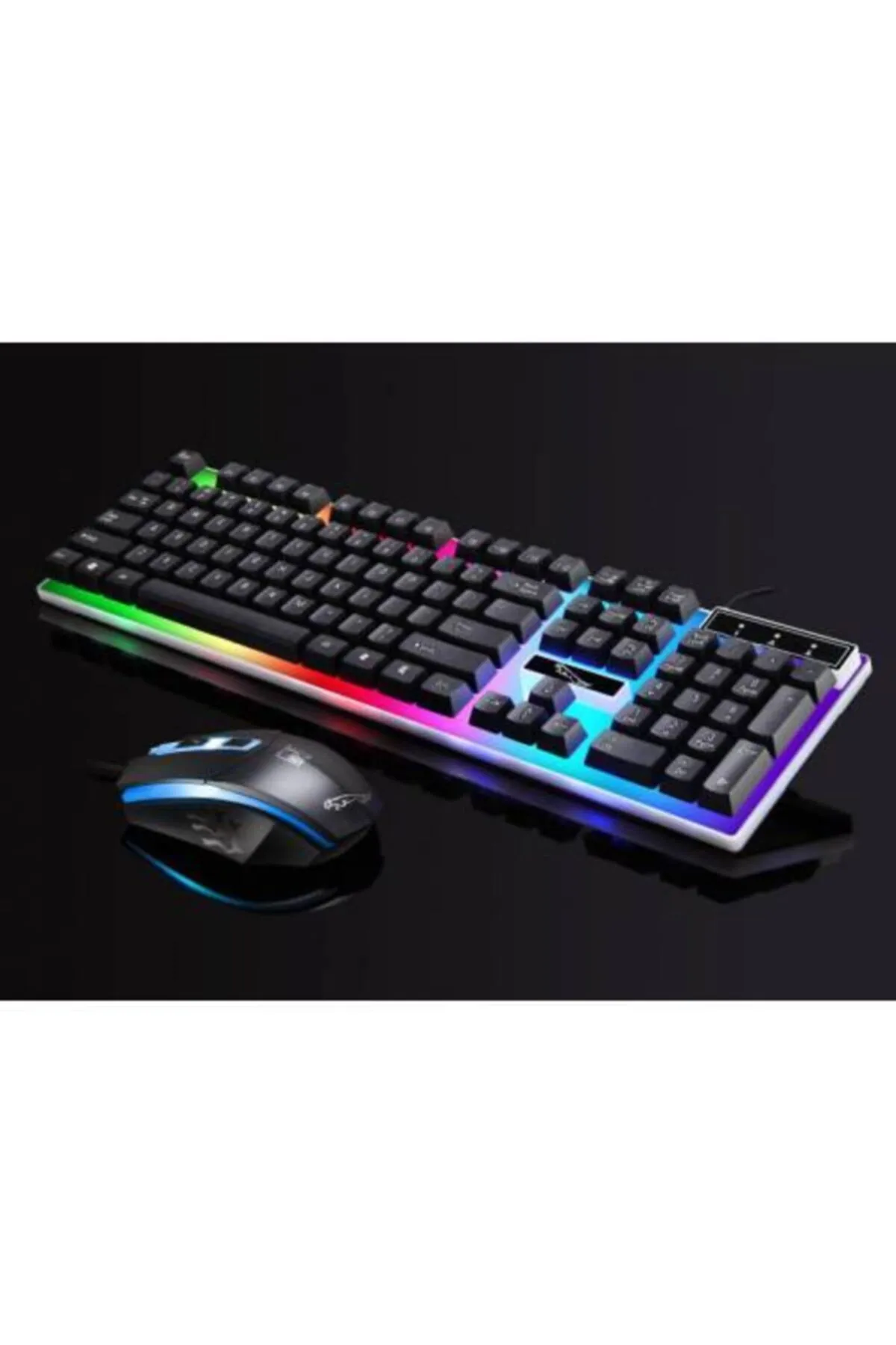 Asaf E-ticaret Polham Rgb Led Işıklı Klavye Ve Mouse Seti, Gamer, Oyuncu, Usb Klavye Ve Mouse, Işıklı Oyuncu Seti