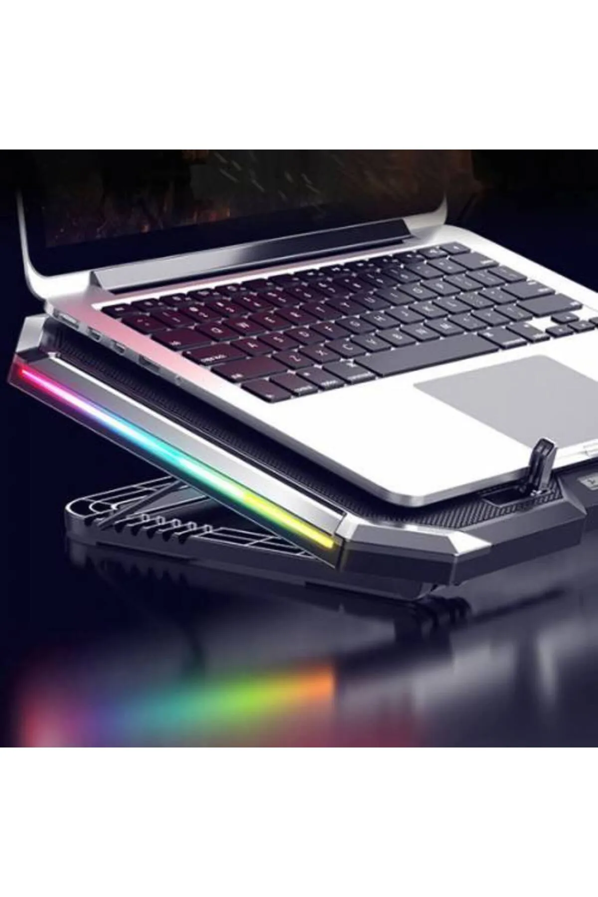 Genel Markalar Polham Yükseklik Ayarlı Fanlı Notebook Soğutucu, Rgb Led Işıklı Laptop Soğutucu, 6 Adet Fanlı